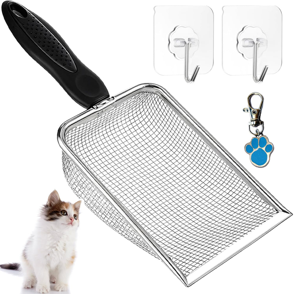 itPlus pelle-litiere-chat-inox-maille-fin : pelle robuste pour retirer les amas et retenir les particules fines