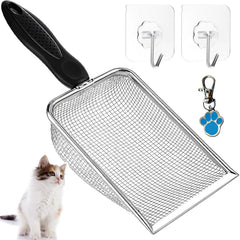 itPlus pelle-litiere-chat-inox-maille-fin : pelle robuste pour retirer les amas et retenir les particules fines