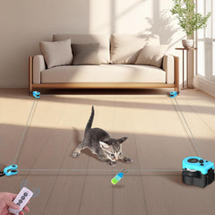 ITSHINY tapis-chat intérieur bleu avec roue intérieure, stimulation ludique et activité physique.