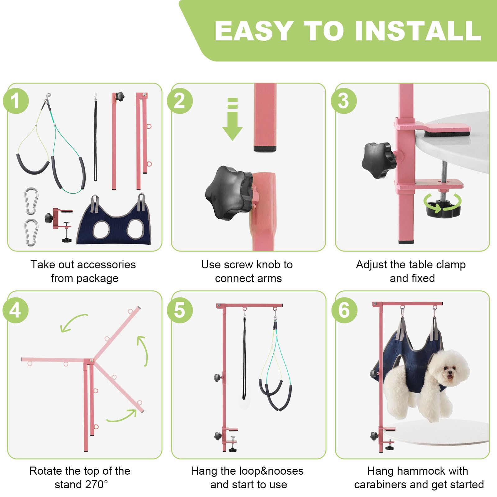IVEKEN sangles ajustables rose adaptées au toilettage