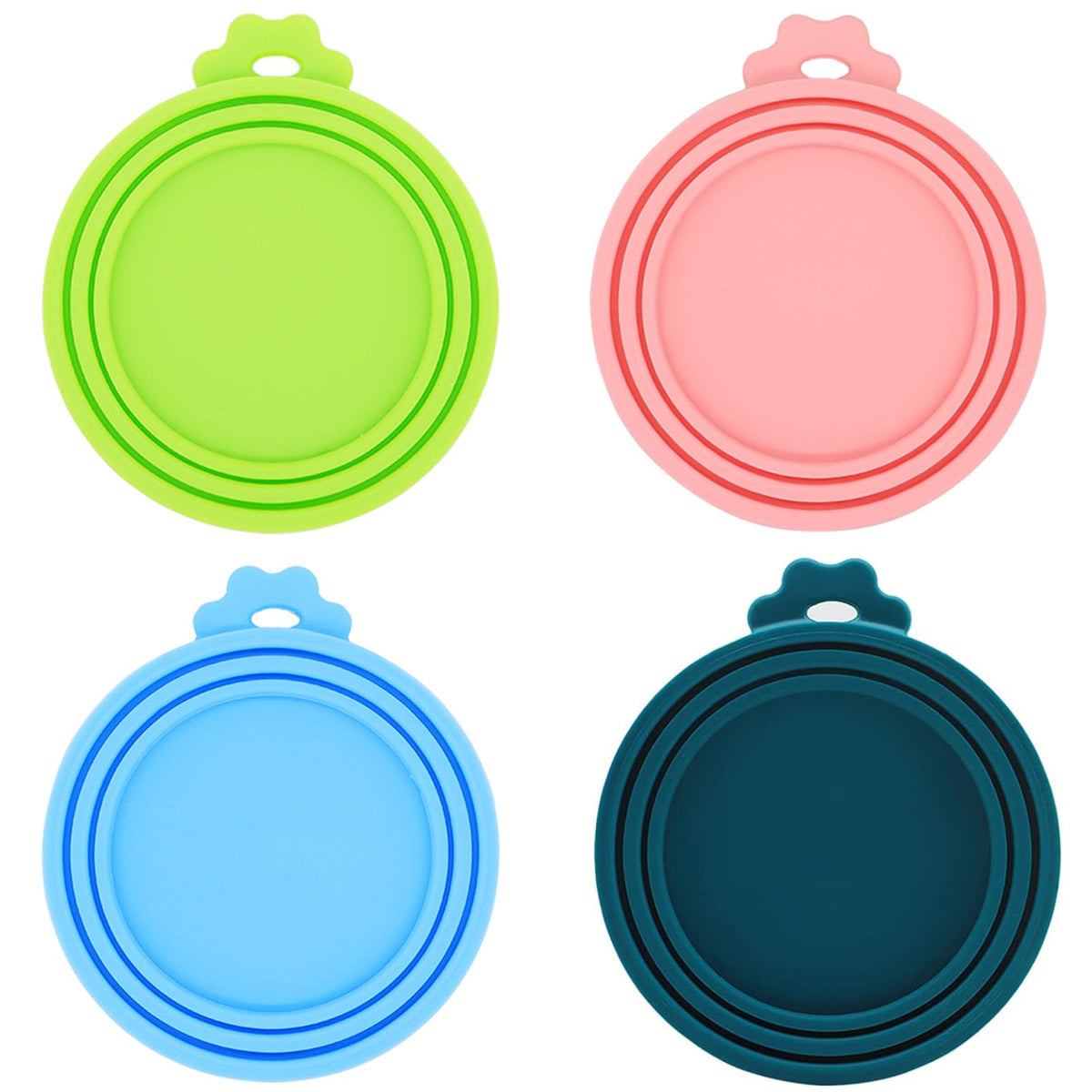 IVIA PET couvercles silicone: ensemble 4 pour boîtes de conserve, conservation fiable des aliments.