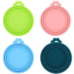 IVIA PET couvercles silicone: ensemble 4 pour boîtes de conserve, conservation fiable des aliments.