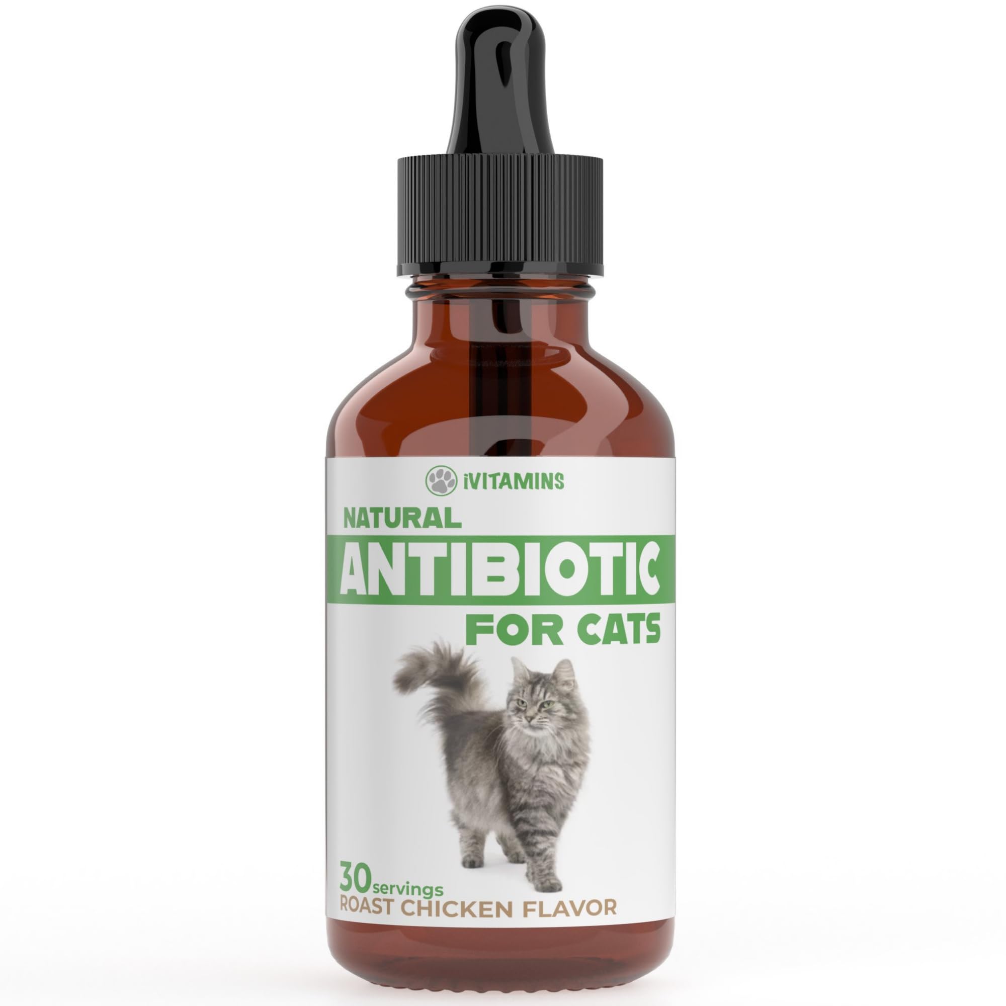 iVitamins Chat Antibiotique - flacon gouttes: soutien immunitaire potentiel pour les chats.