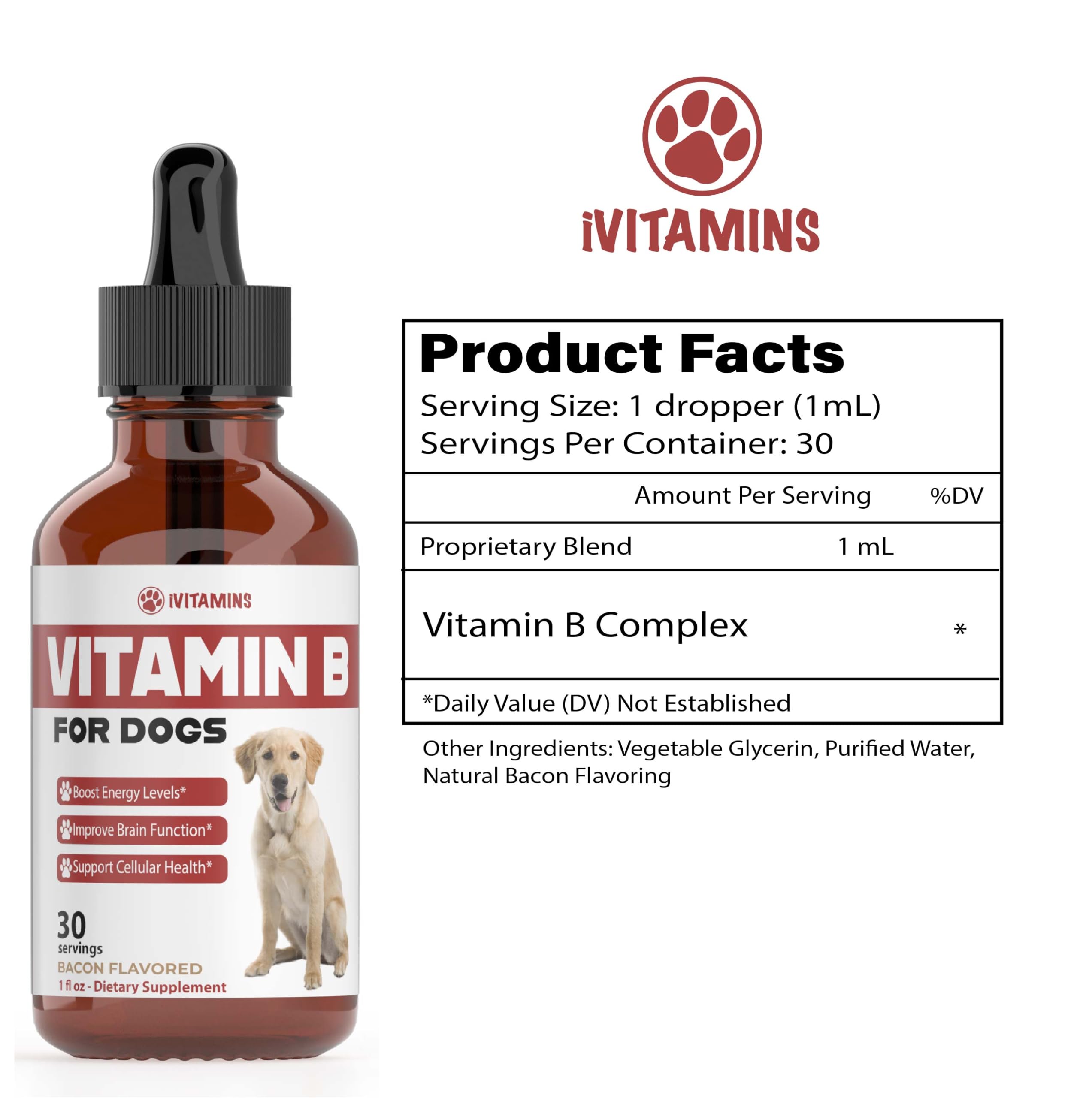 iVitamins gouttes vitamine B pour chien – pipette pratique et absorption rapide.