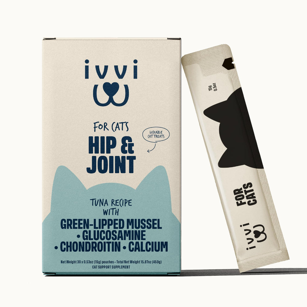 Ivvi Hip & Joint pour chats creme thon reel, soutien a la mobilite.