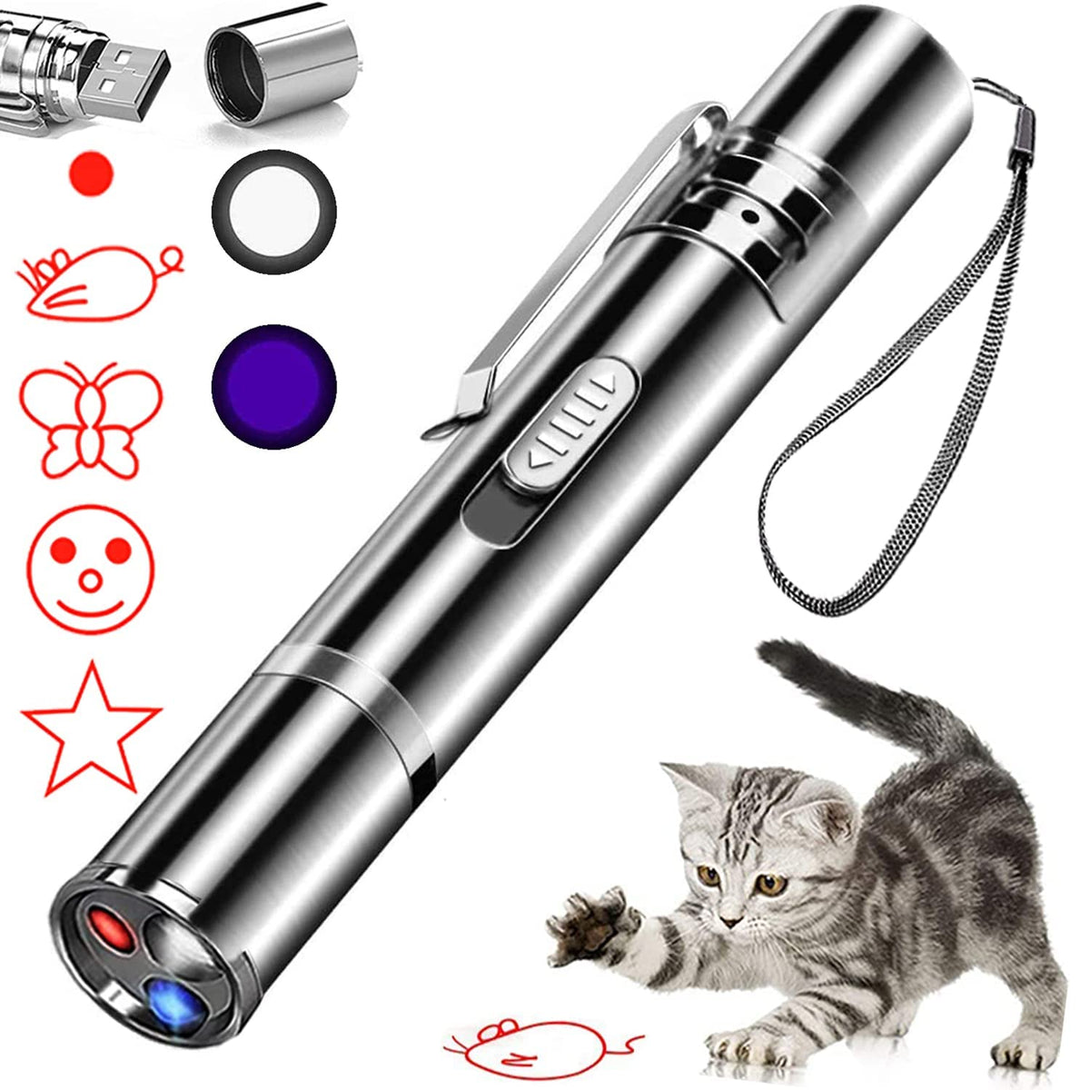 IVVTRYI pointeur laser et jouet chat en action pour l'exercice et le divertissement