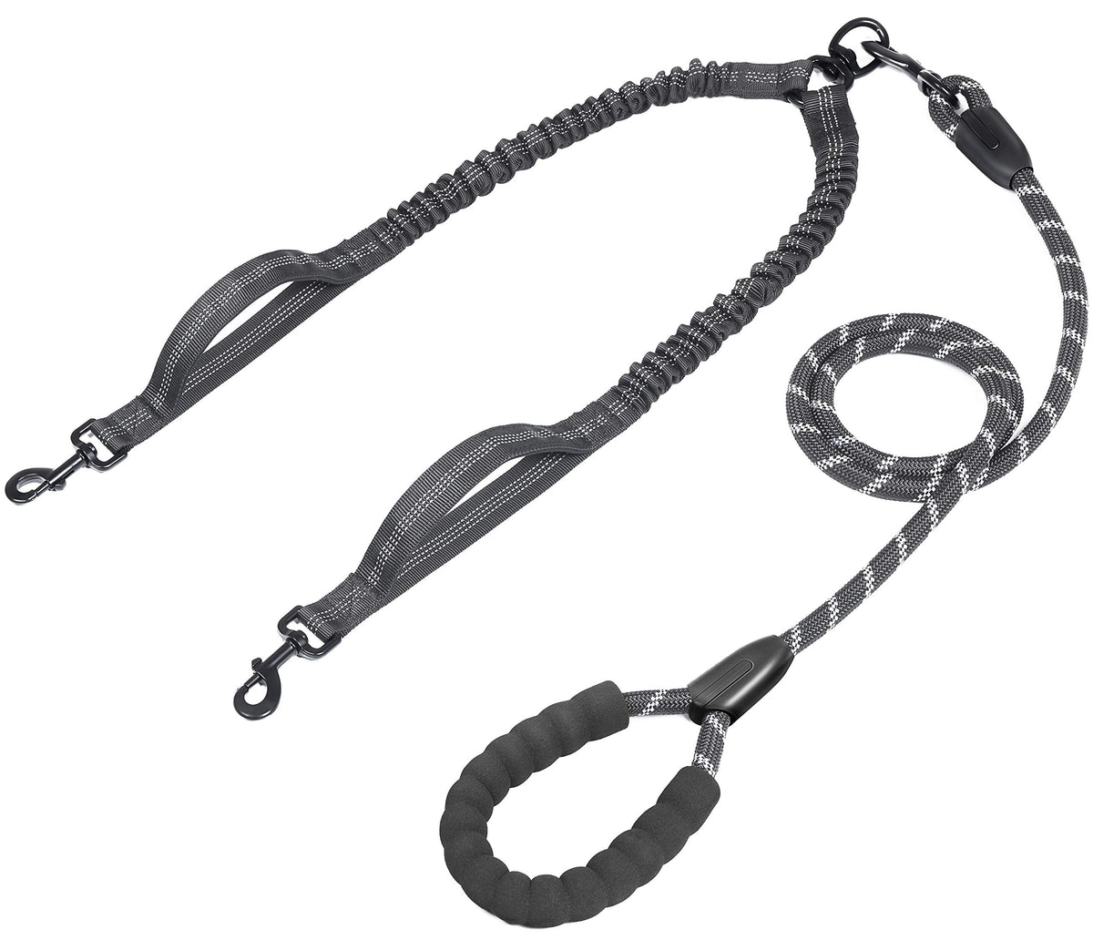 iYoPets laisse double-chien avec rotation 360°, sans enchevêtrement.