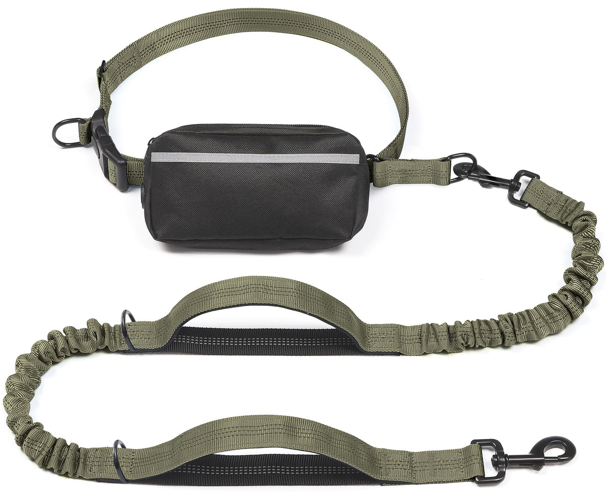 iYoShop Laisse mains-libres avec poche zippee, pratique pour smartphone et clés lors de la promenade