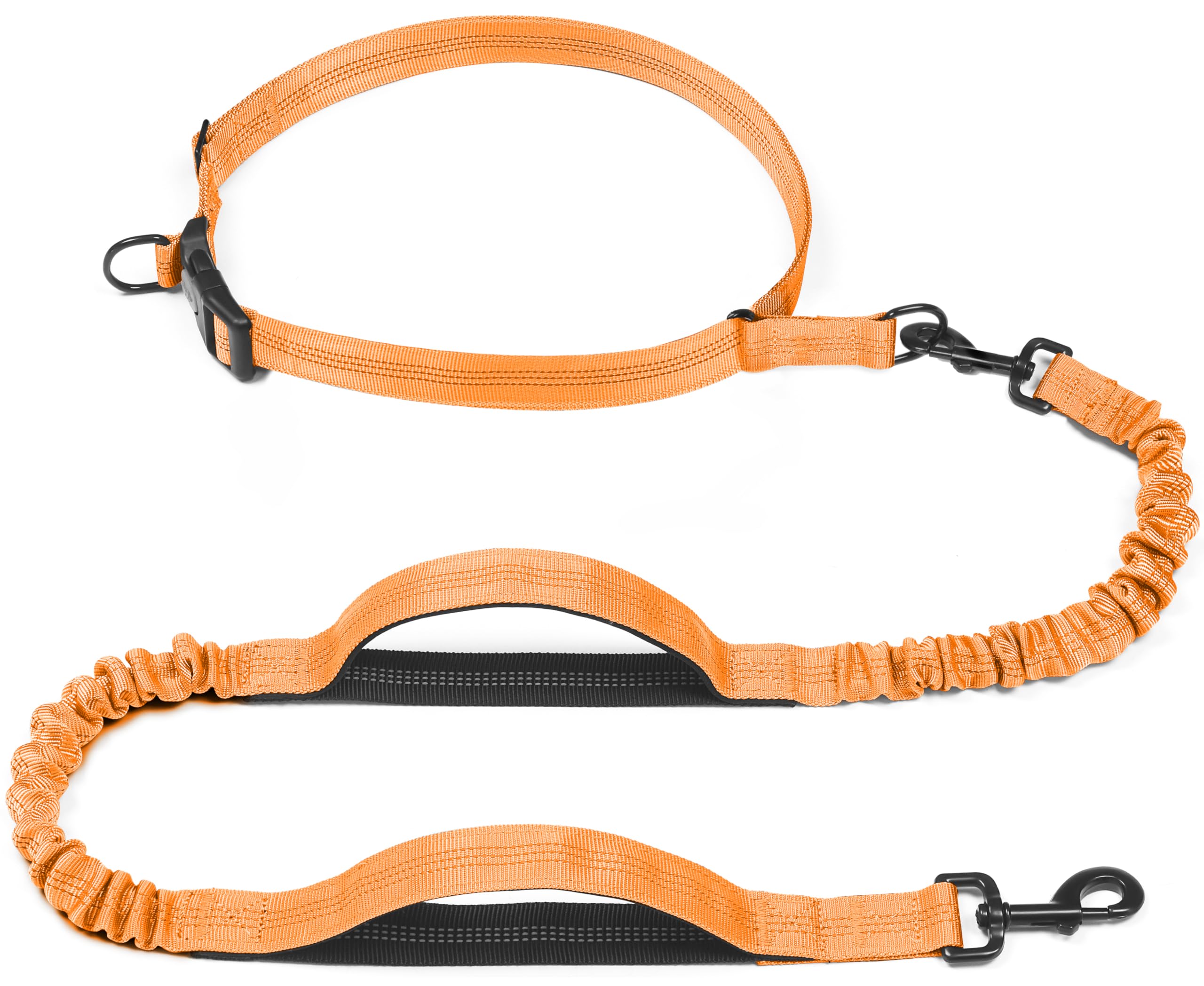 iYoShop laisse rétractable mains libres avec double poignée orange, idéale pour contrôle en ville.