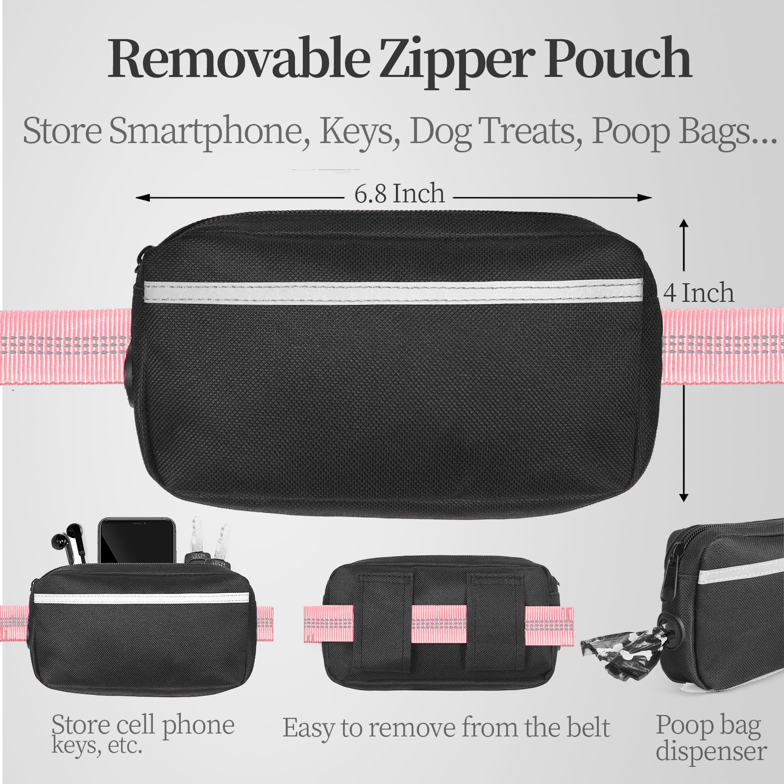 iYoShop poche zippee amovible, acces rapide aux objets essentiels pendant la marche.