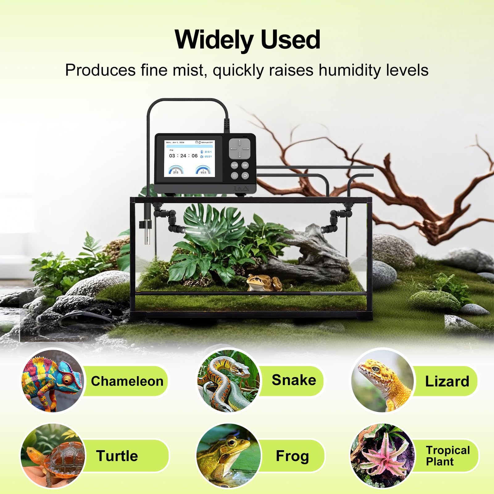 Interface utilisateur du J&A Smart Reptile Mister facile à configurer