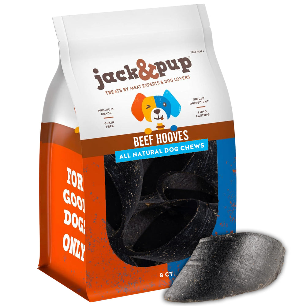 Jack & Pup sabots-boeuf pour chiens, paquet 8, mastication durable.