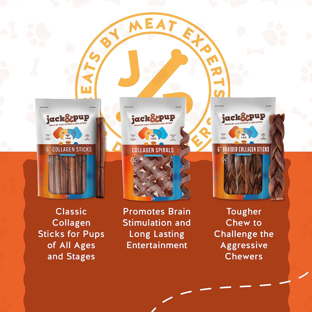 Jack&Pup bâton collagène boeuf 12 pouces – sans additifs et colorants, ingrédient unique