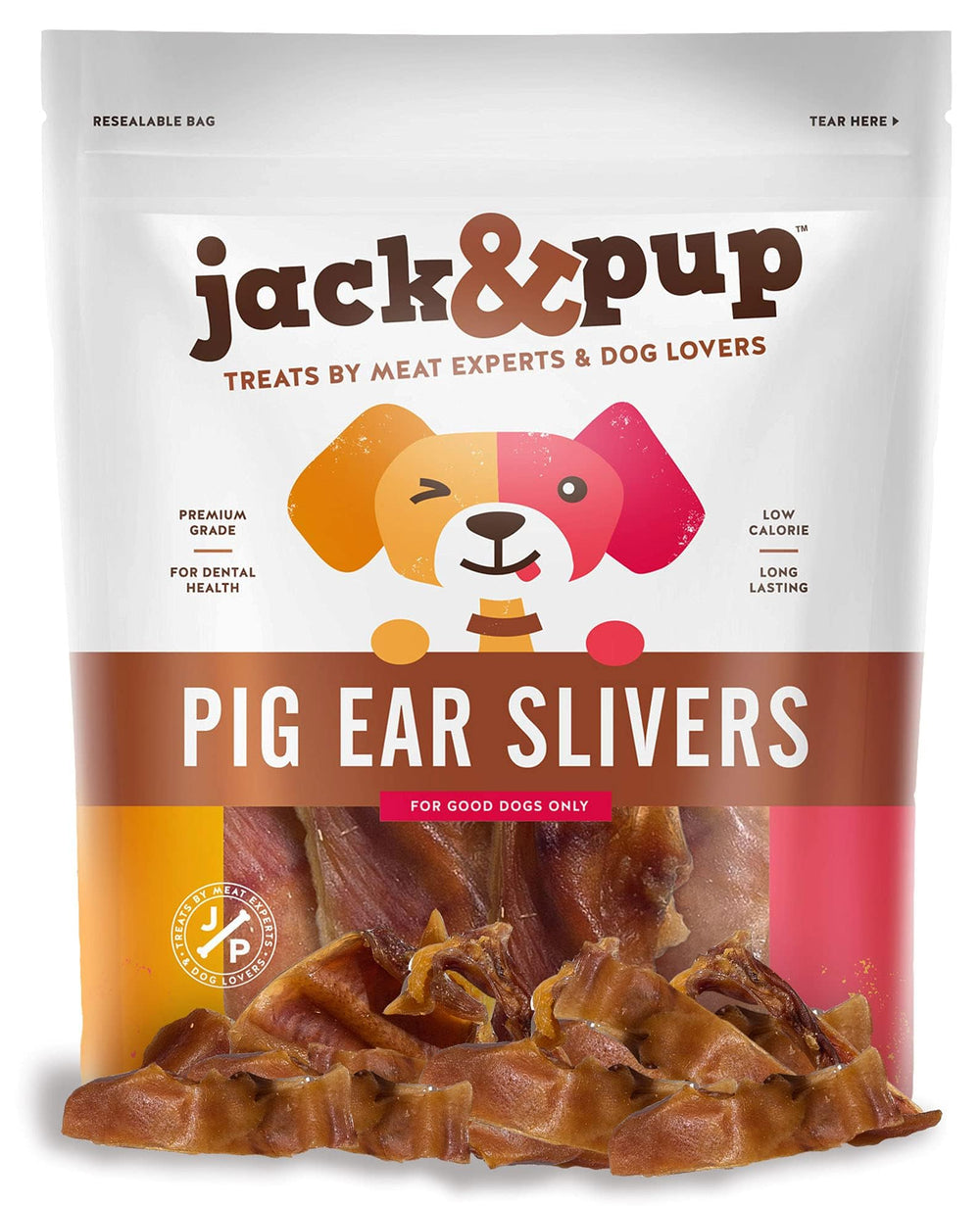 Jack&Pup Becs d'oreille de porc tranchés, friandise naturelle pour chiens.