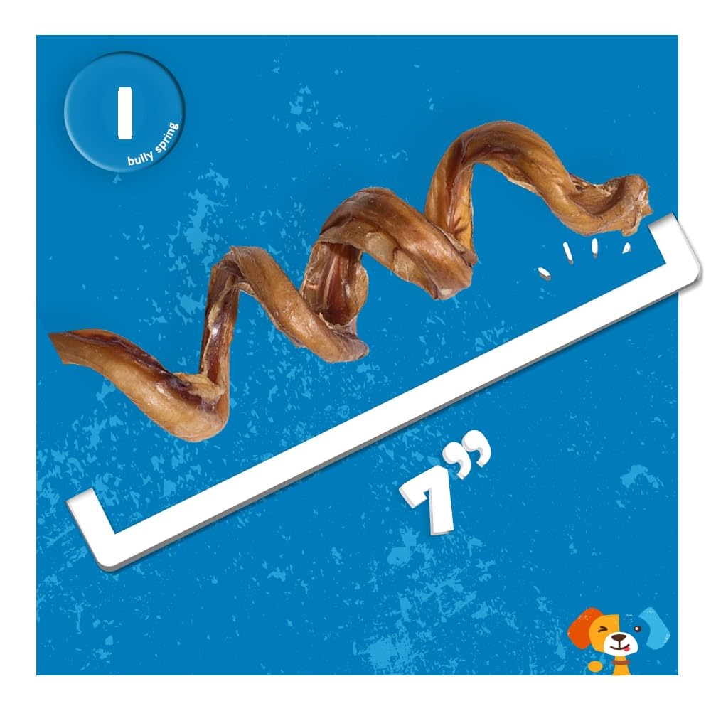 Jack&Pup Bully Springs, ingrédient unique sans additifs pour friandise simple.