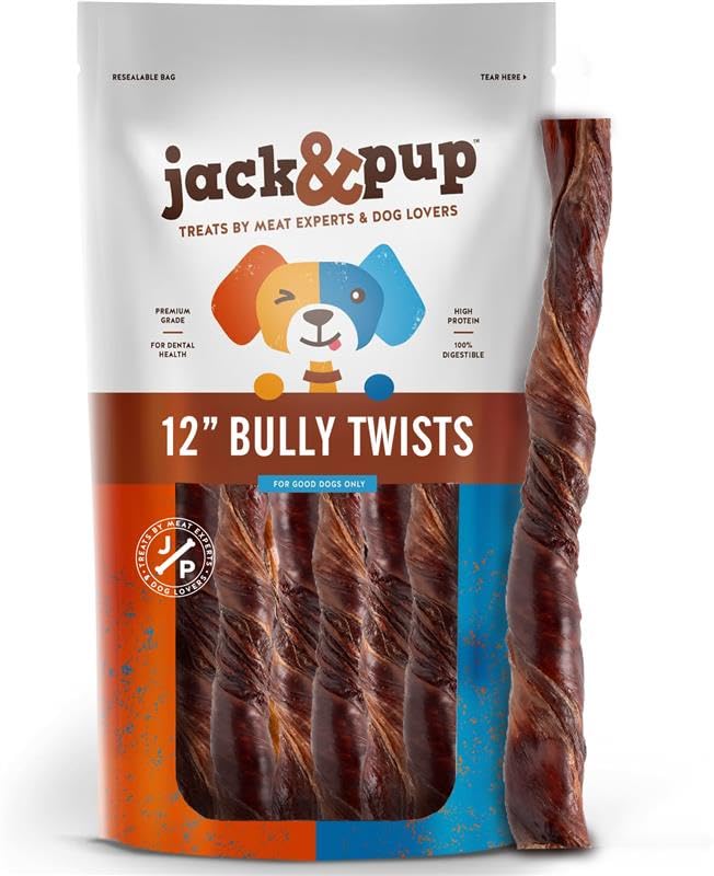 Emballage Jack&Pup Bully Twists, pratique et attrayant pour l’achat.