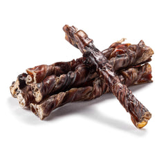Jack&Pup Bully Twists texture-naturelle, croquant naturel idéal pour la mastication quotidienne.