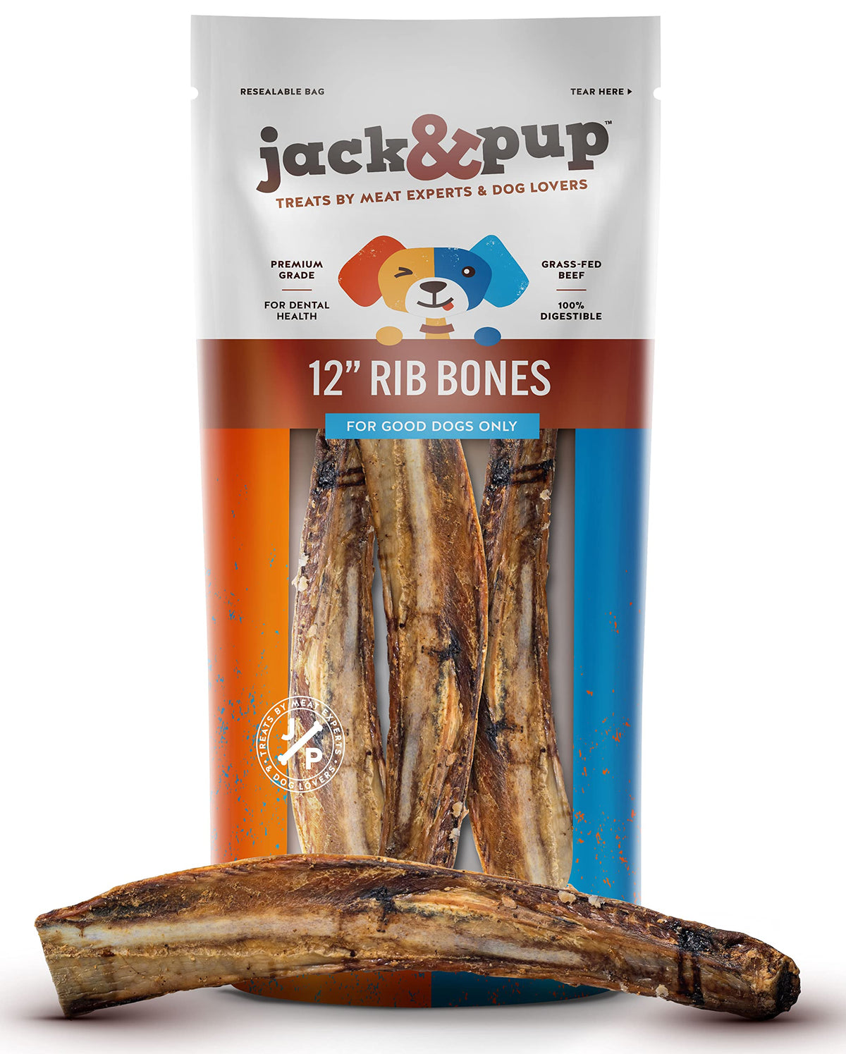 Jack&Pup os cotes 12 pouces – pack 3, mastication durable pour chien