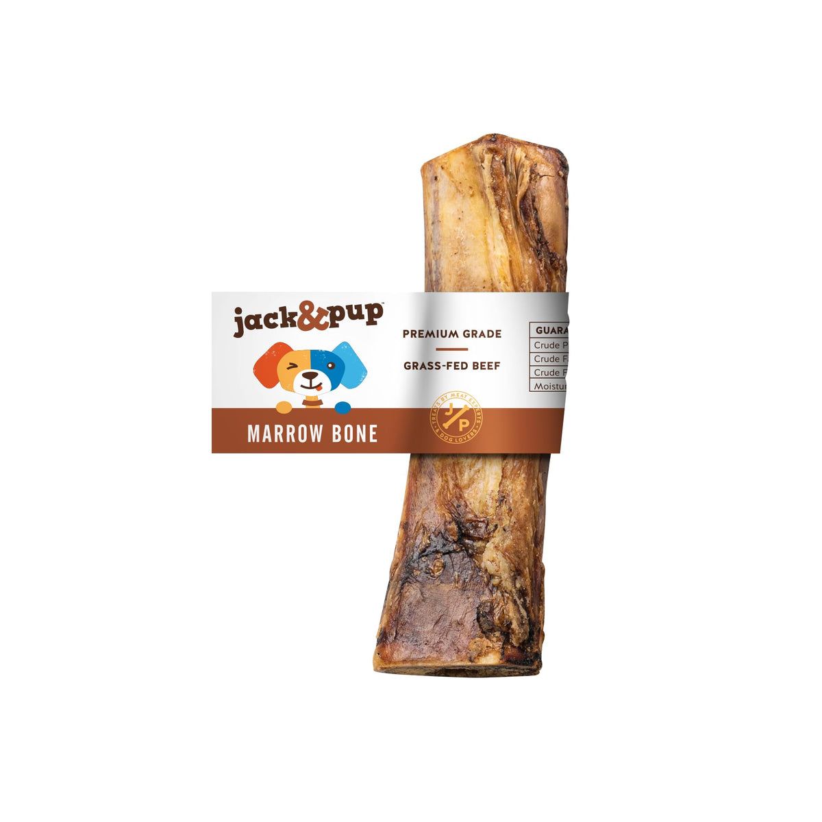 Jack&Pup os moelle boeuf 6 pouces, mastication durable pour grands chiens.