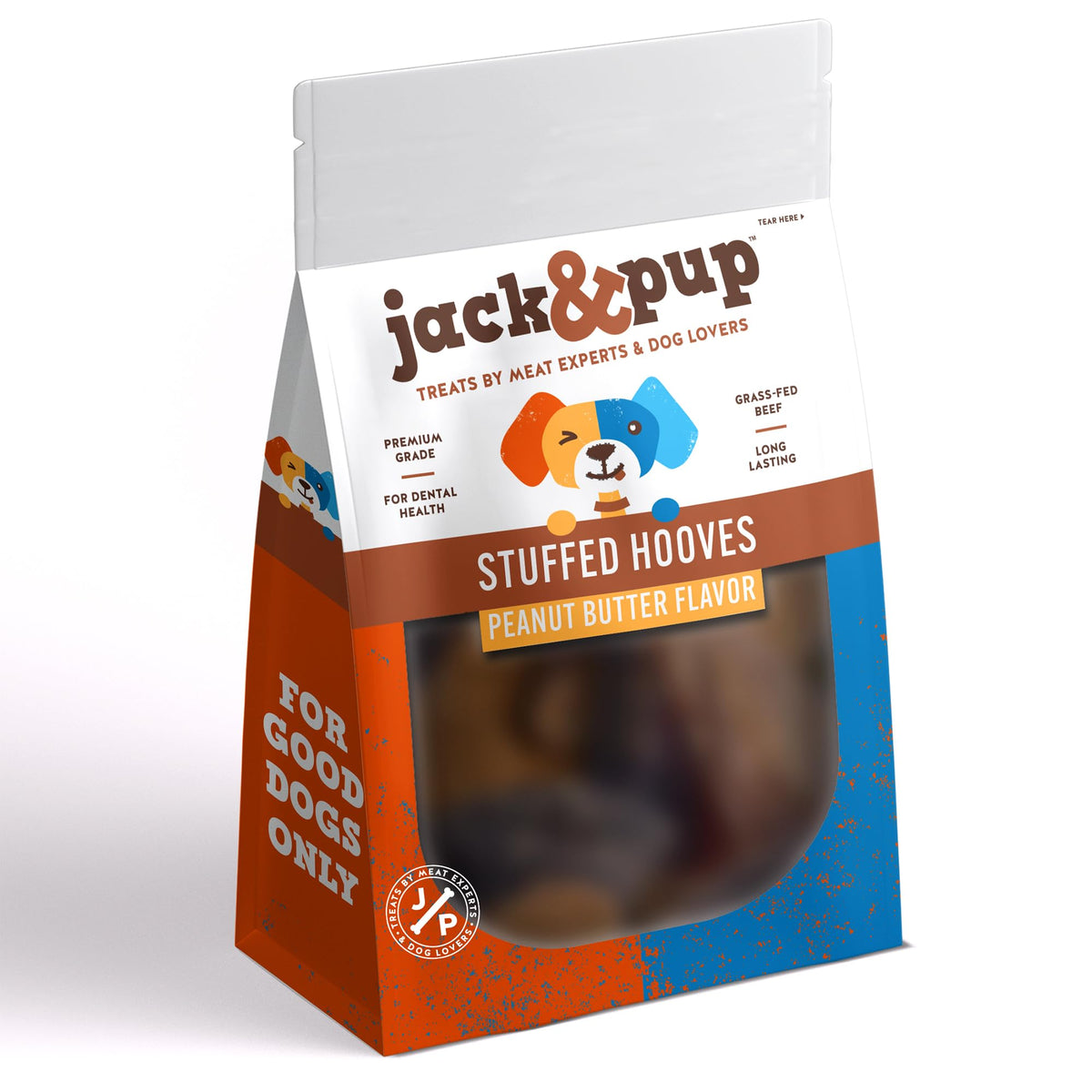 Jack&Pup sabots de vache farcis au beurre cacahuète, stimulation de jeu durable pour chien