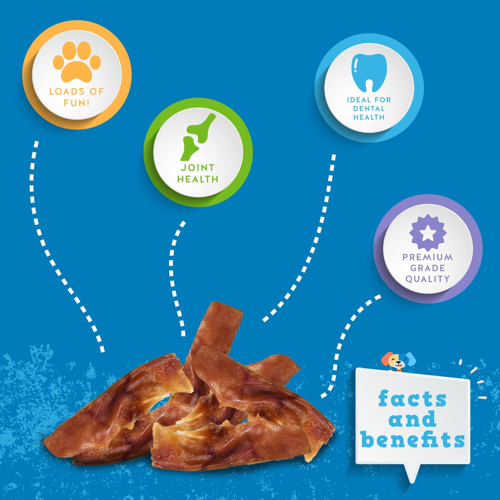 Sachet de 450 g Jack&Pup d'oreilles de porc naturelles, pratique à partager.