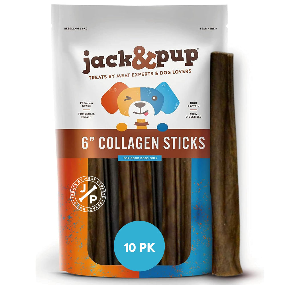 Jack&Pup bâton collagène bœuf 6 pouces, emballage pratique