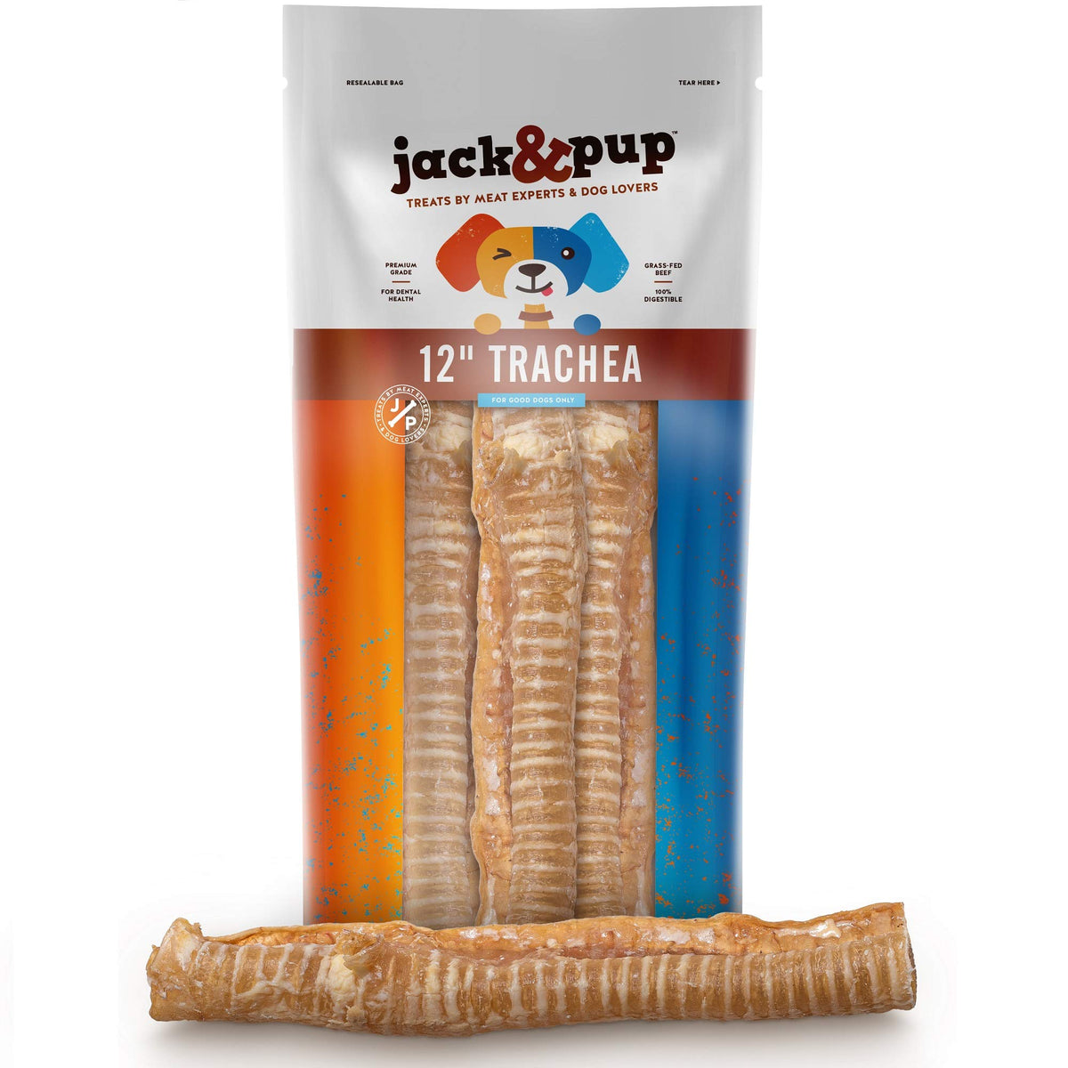 Jack&Pup trachée boeuf 12 pouces emballage pratique