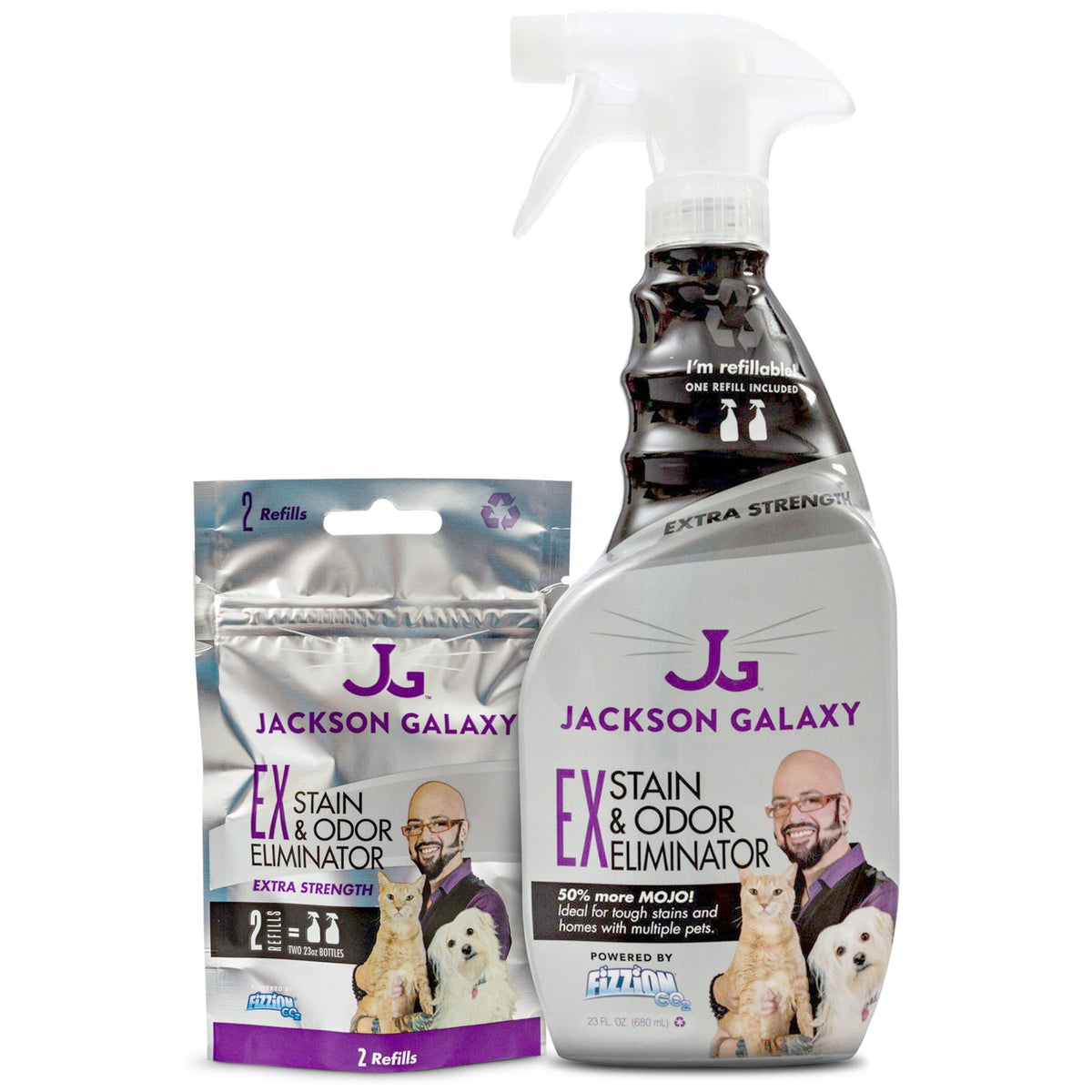 Bouteille Jackson Galaxy EX Stain & Odor de 23oz prête à l’emploi, nettoyage facilité.