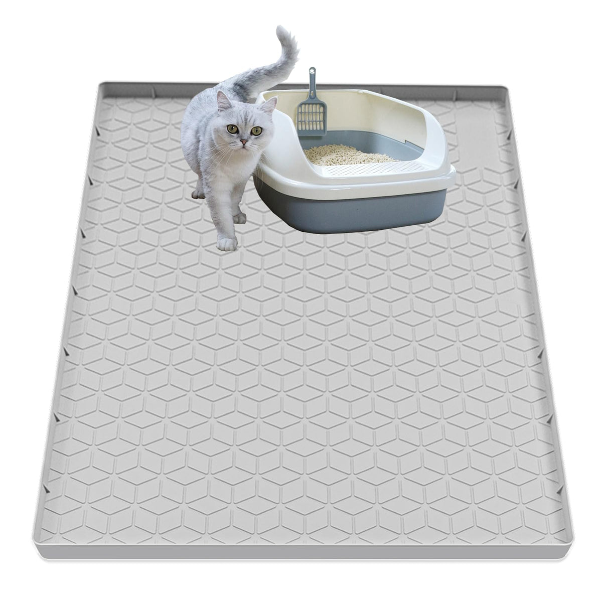 Tapis Jacooxi 34x22 pour litière, capture la litière et protège le sol.