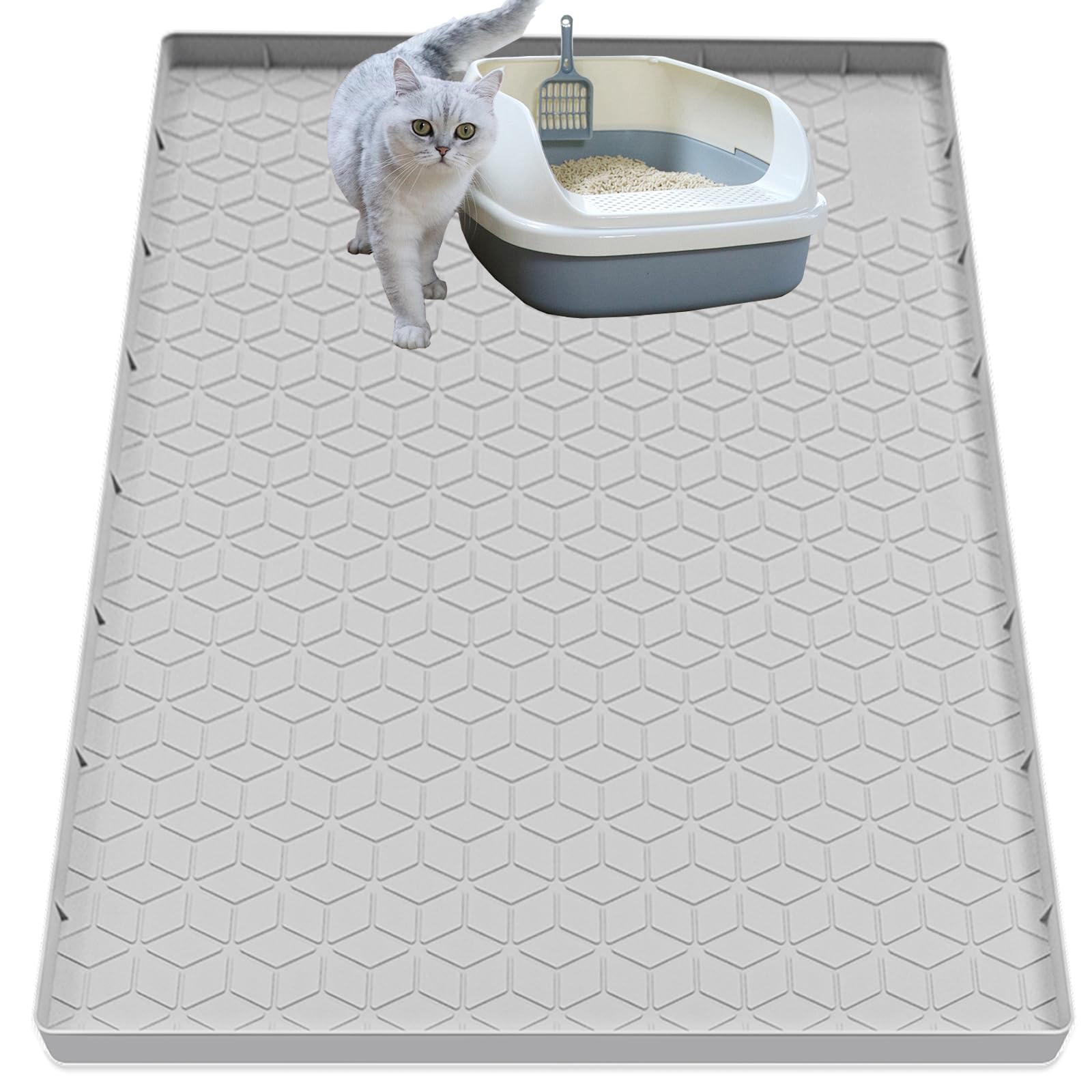 Tapis Jacooxi 40x28 po pour litière : grande surface qui retient les grains.