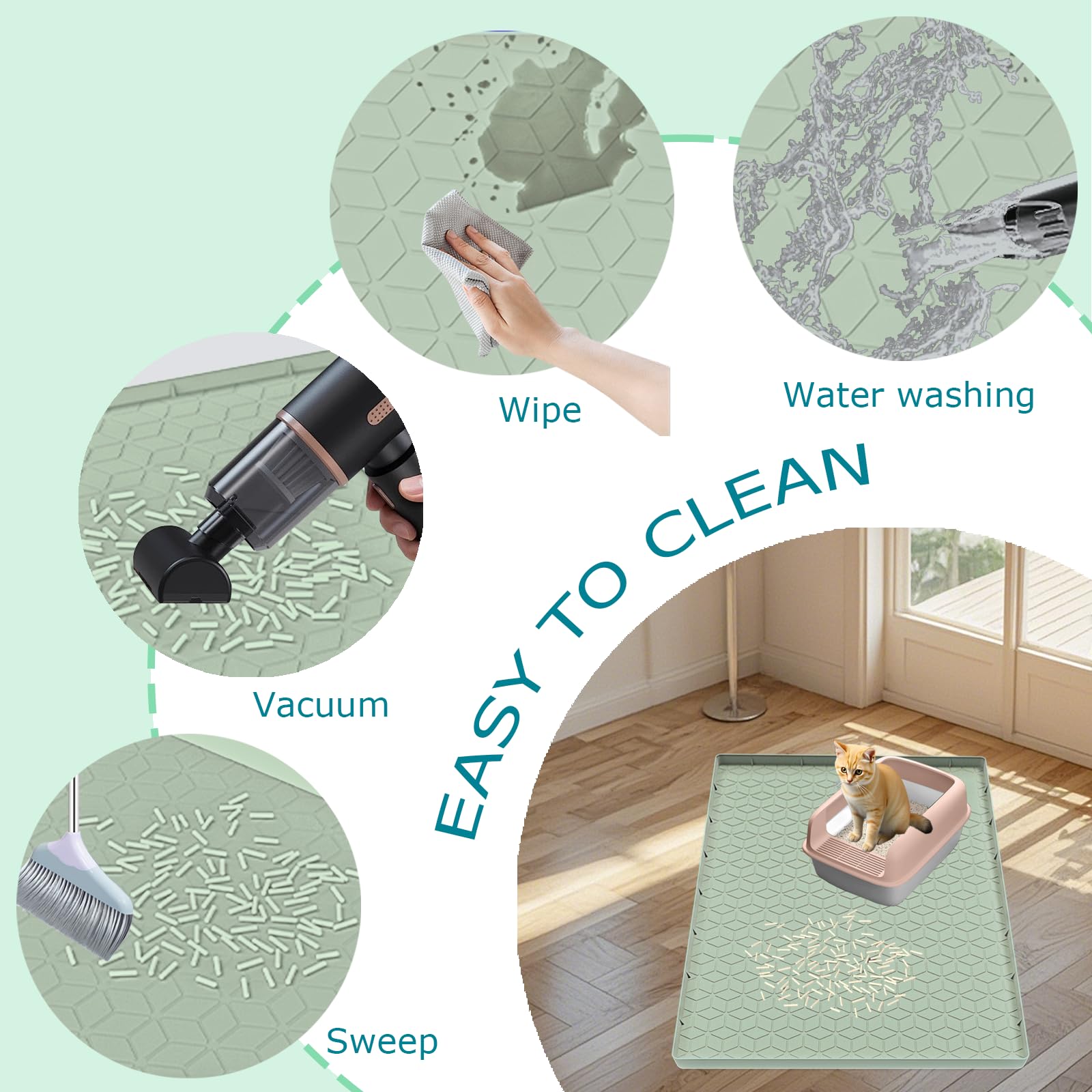 Jacooxi tapis-litiere chat-anti-glisse reste en place lors des déplacements du chat