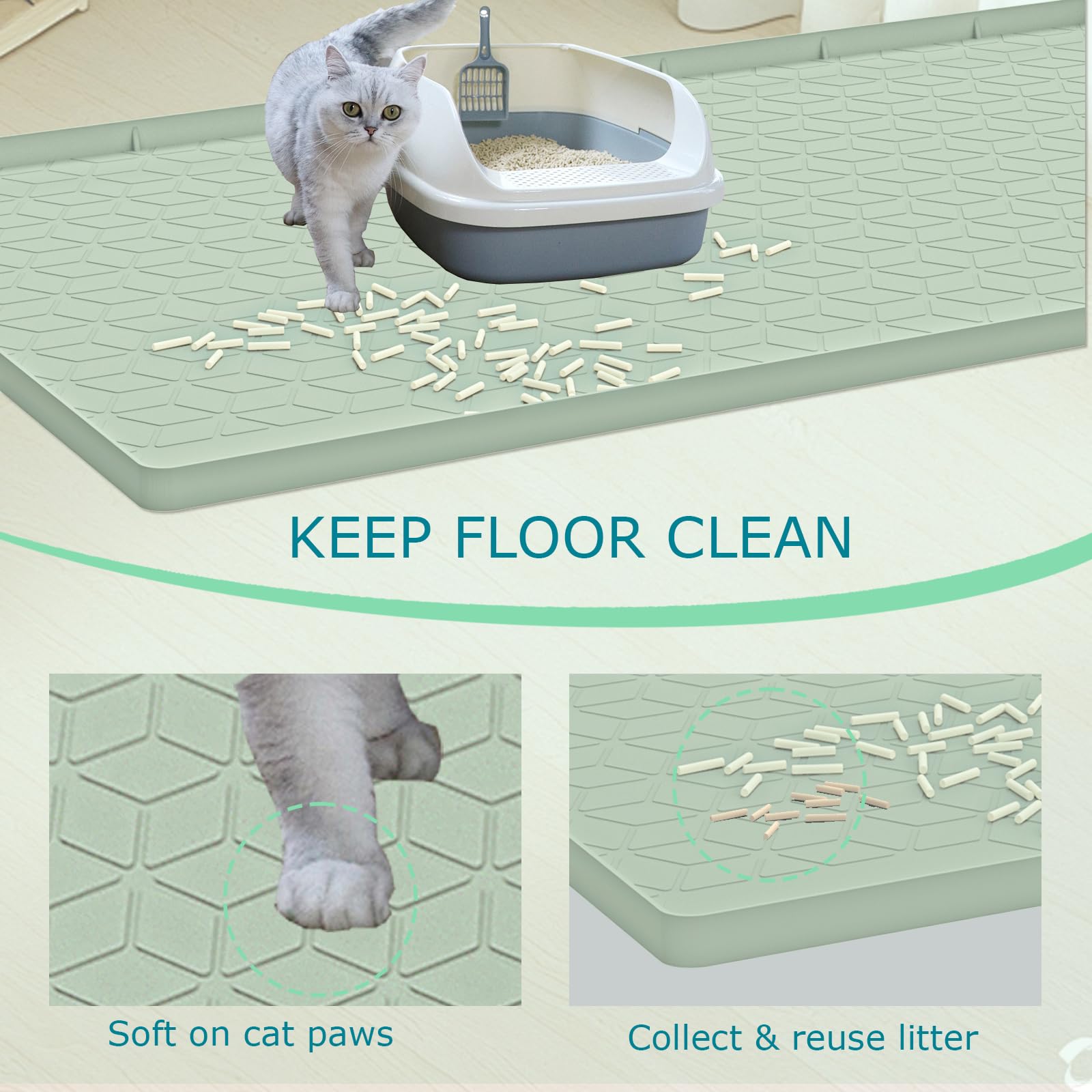 Jacooxi tapis-litiere chat-etanche-grand protège le sol des éclaboussures