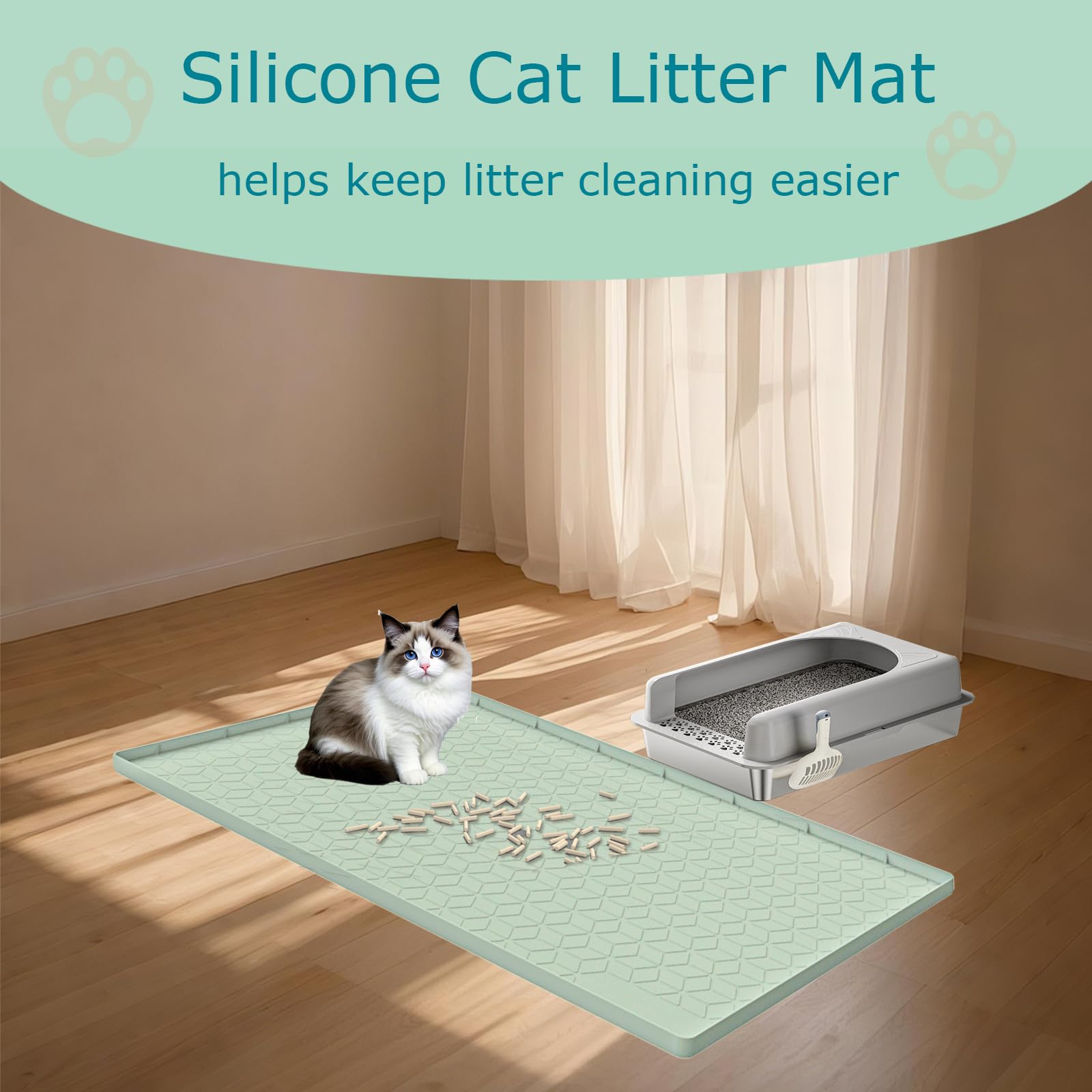 Jacooxi tapis-litiere chat-polyvalent peut servir de tapis de nourriture