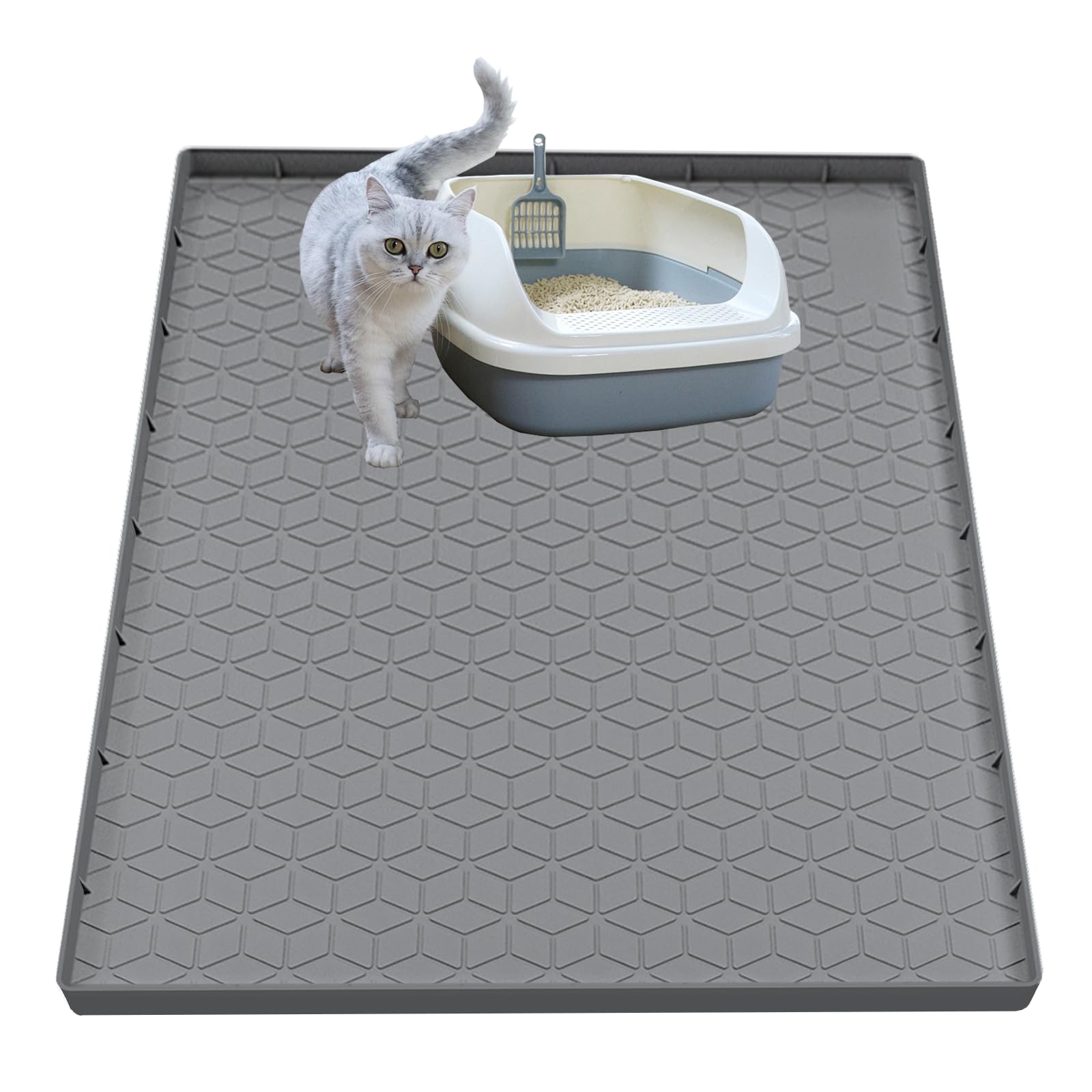 Tapis Jacooxi pour litière de chat grand format capture poussière et protège le sol