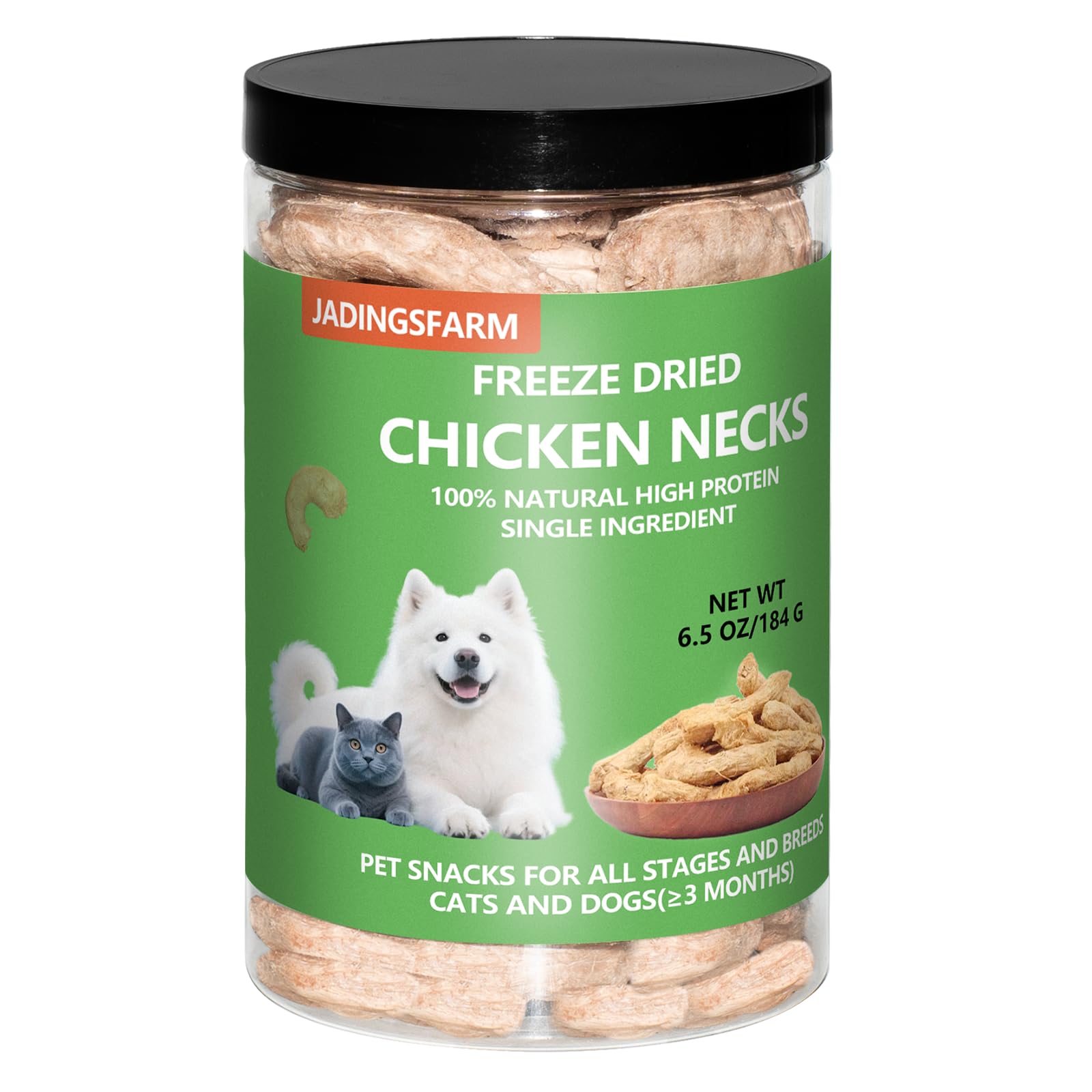 Friandise lyophilise JADINGSFARM, bouchées cou de poulet pour chien, protéinée