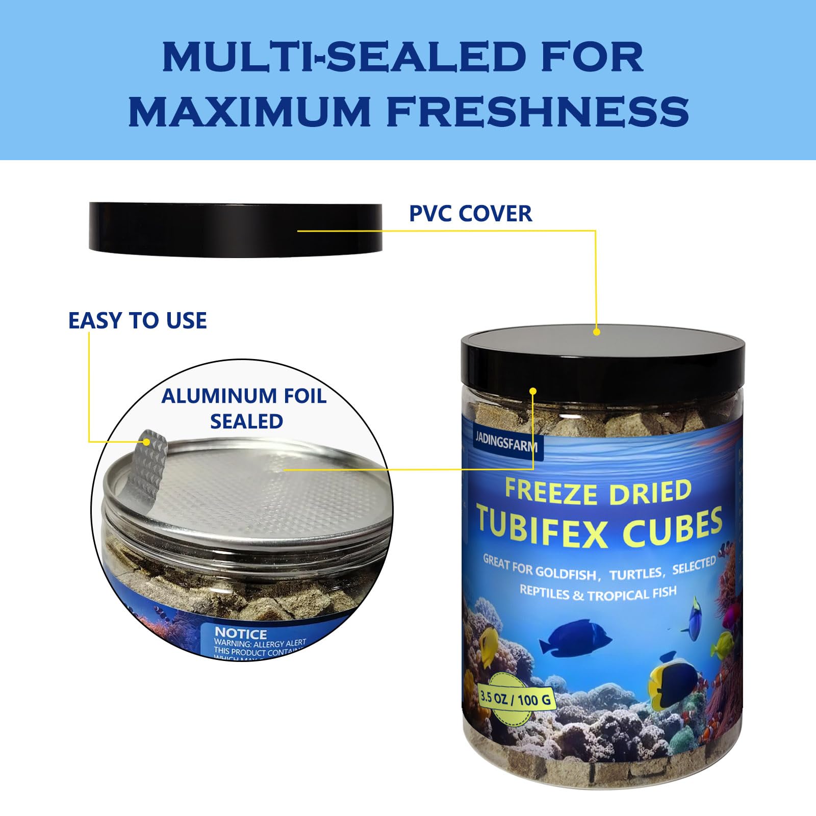 JADINGSFARM alimentation, eau plus claire après nourrissage avec ces cubes.