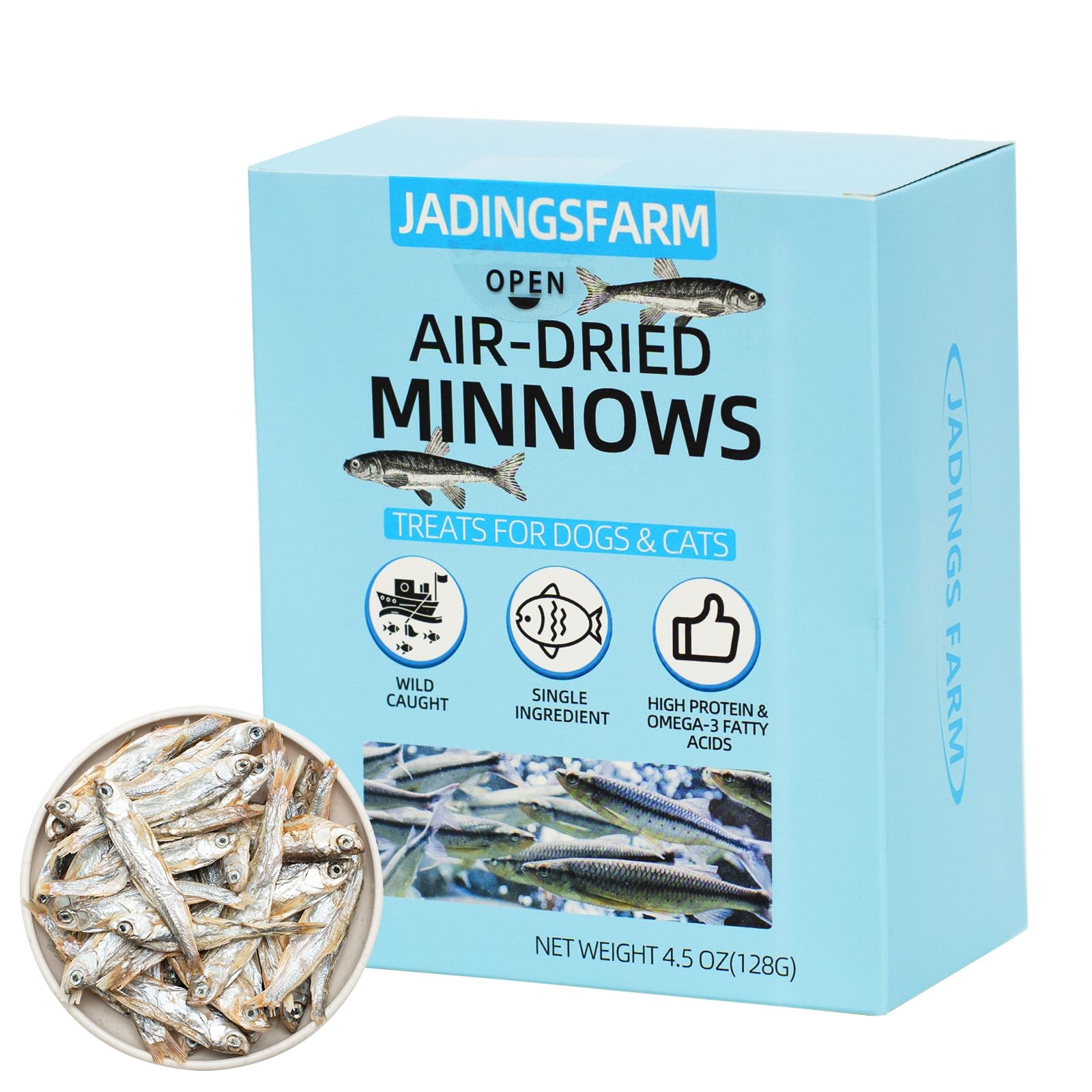 JADINGSFARM Minnows – emballage refermable pour garder la fraîcheur et faciliter l'alimentation quotidienne.