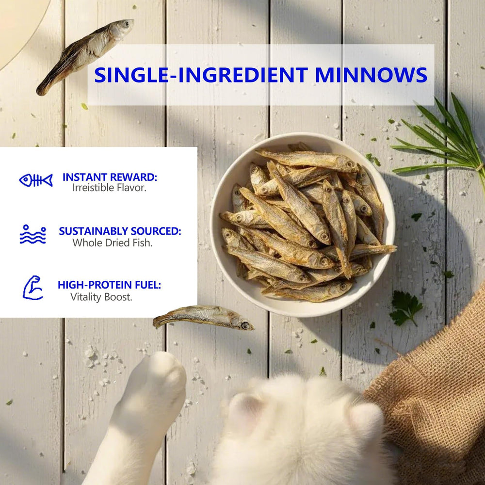 Minnows garniture repas JADINGSFARM, enrichissant et sans céréales pour les croquettes.