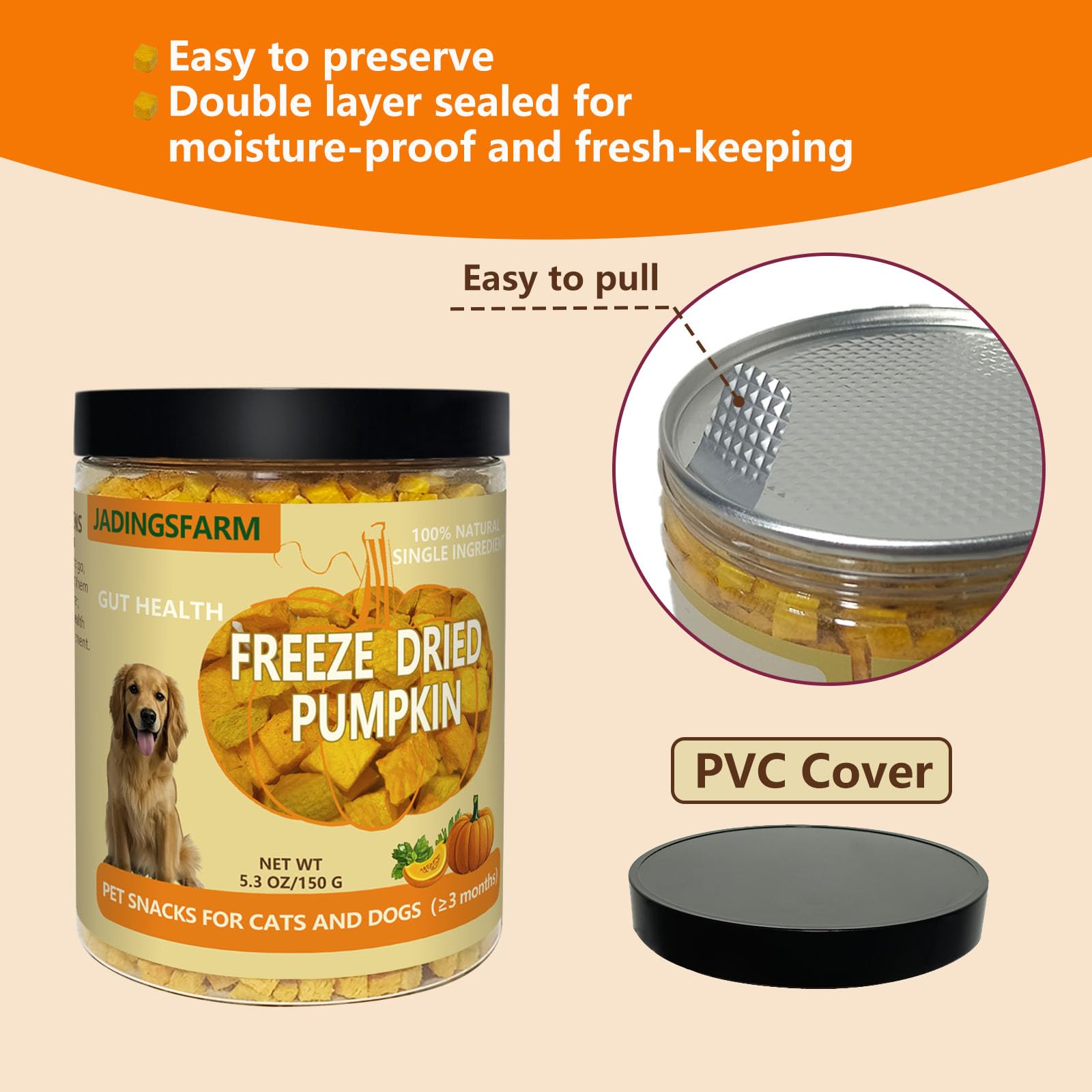 JADINGSFARM cubes citrouille lyophilise, usage comme topping alimentaire pour repas.