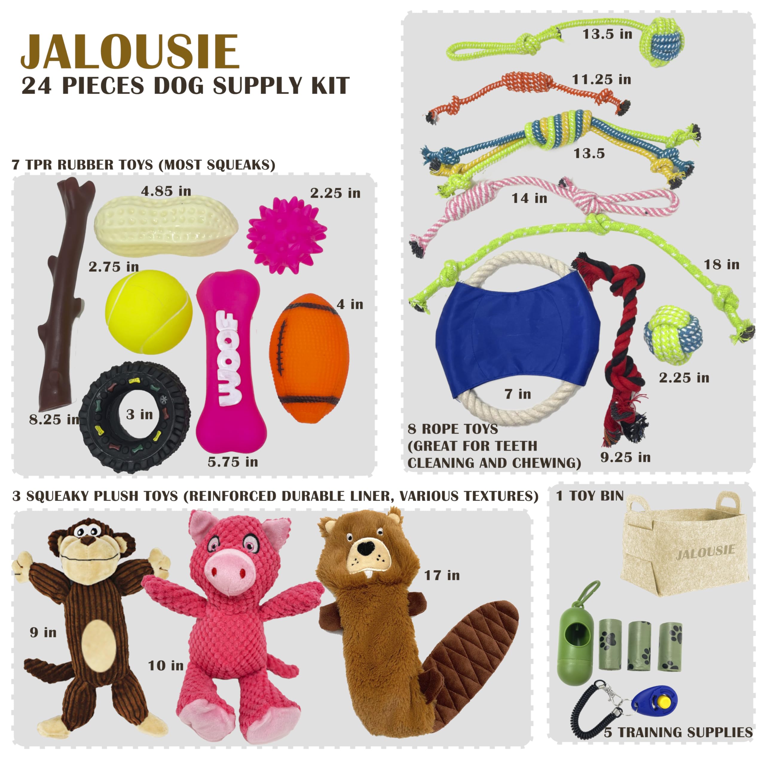 Jalousie, jouet chien sifflet, lot 24 pièces, stimulation et plaisir lors du jeu.