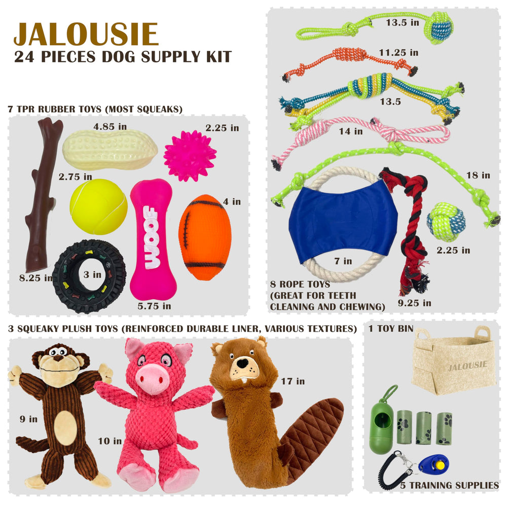 Jalousie, jouet chien sifflet, lot 24 pièces, stimulation et plaisir lors du jeu.