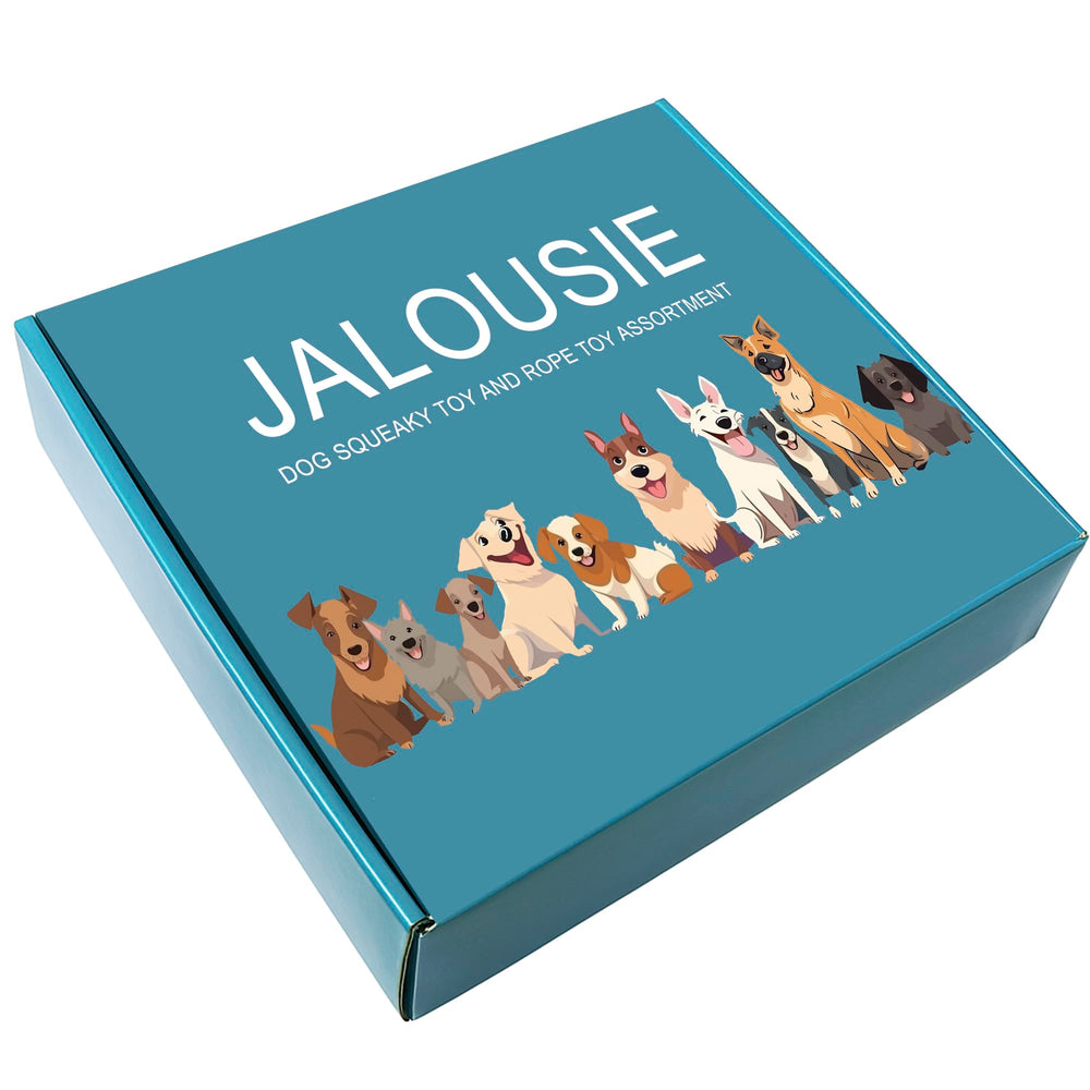 Jalousie: peluche sifflet double pour chien, choix varié pour sessions de jeu.