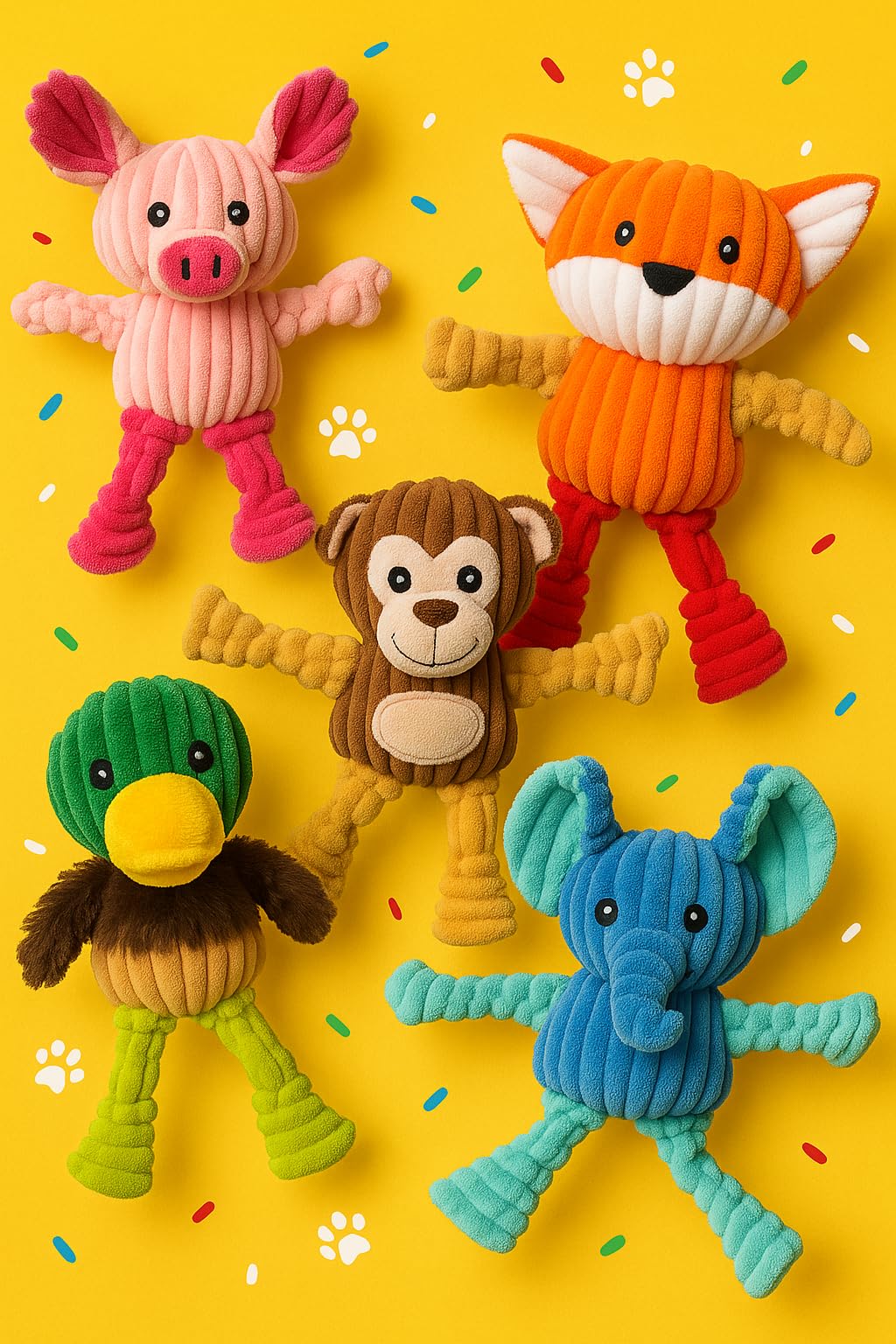Jalousie jouet peluche robuste, idéal pour chiens mordilleurs actifs.