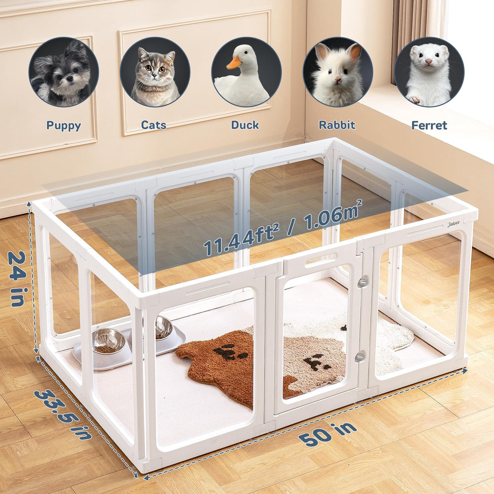 Jalove enclos avec panneaux transparents pour une vue claire.