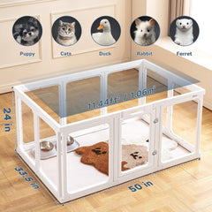 Jalove enclos avec panneaux transparents pour une vue claire.