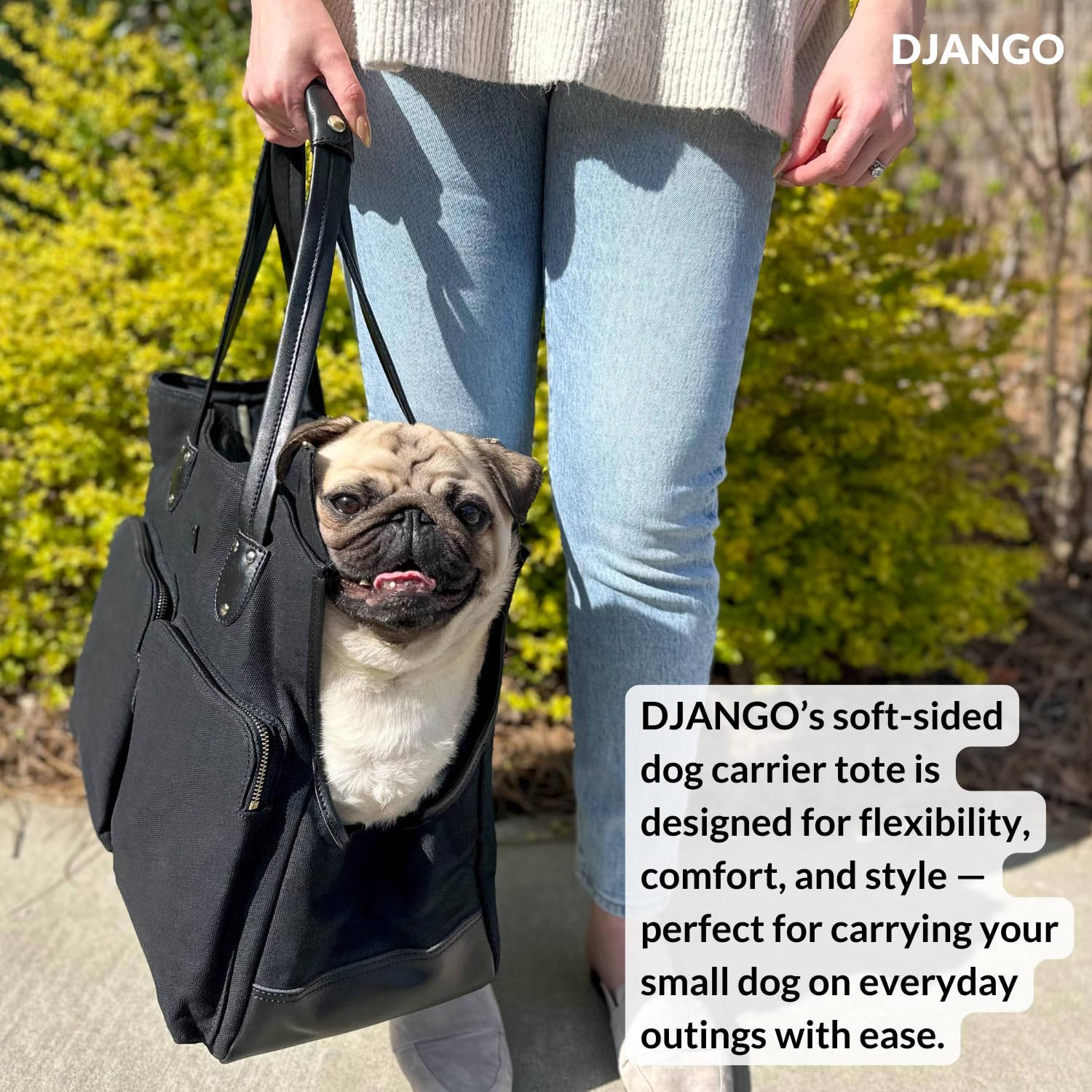 DJANGO Sac porte-chien: fermetures zippées dorées pour un accès rapide et sécurisé.