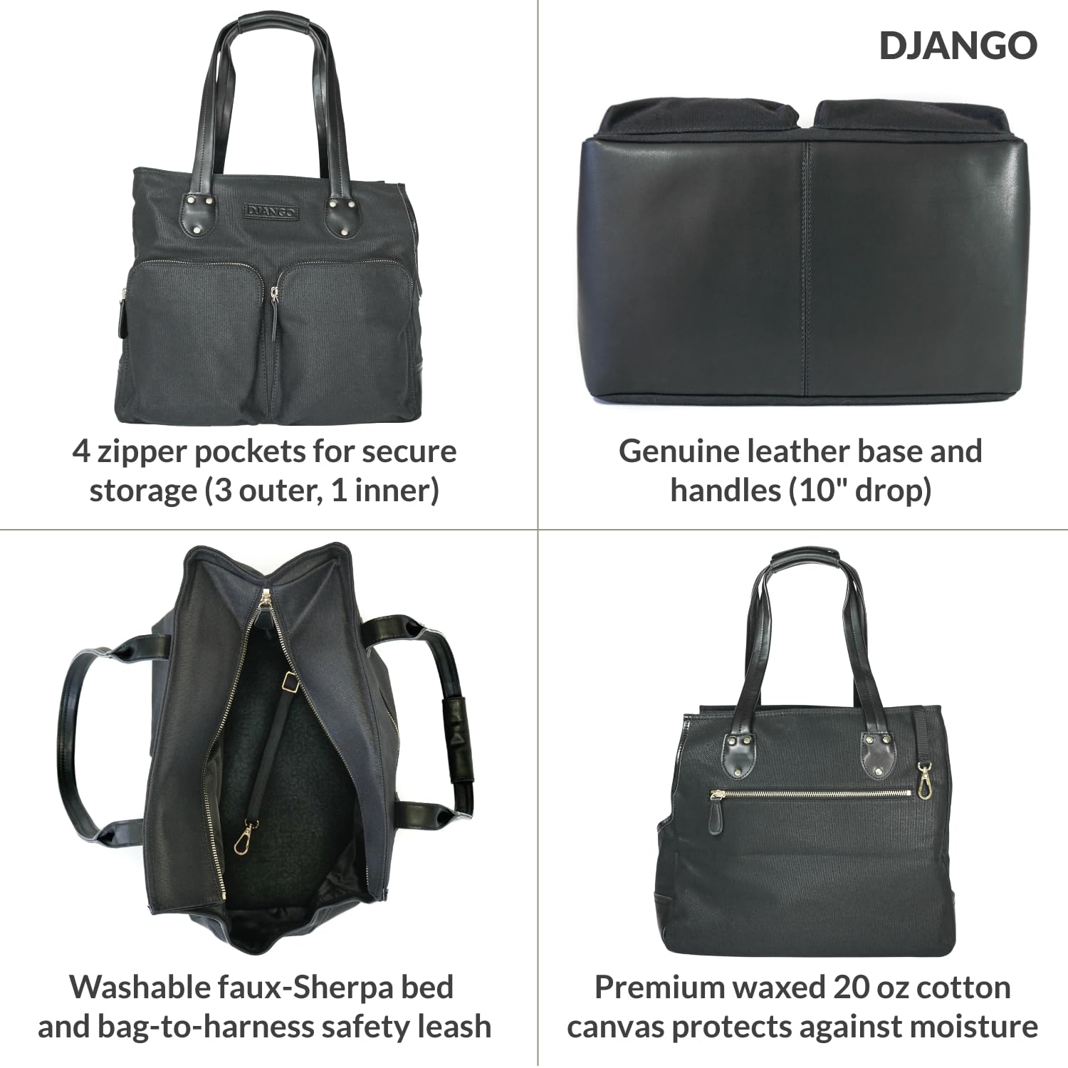 DJANGO Sac porte-chien: poches zippées généreuses pour vos essentiels en déplacement.