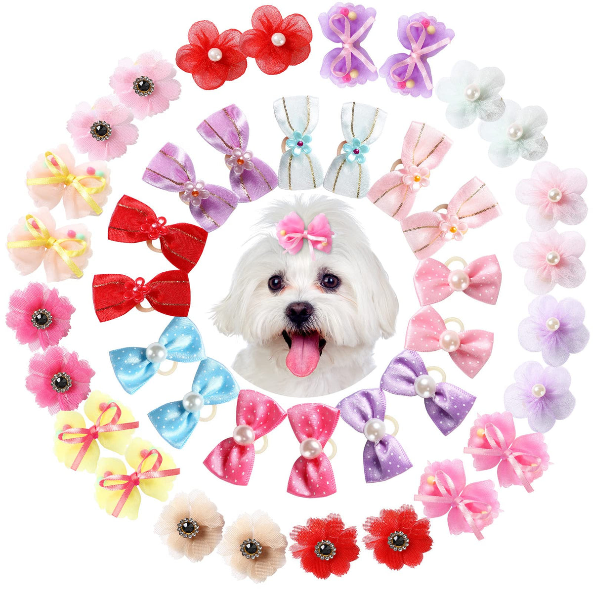 Janinka ensemble de 40 noeuds pour chien, couleurs variées pour sorties quotidiennes.
