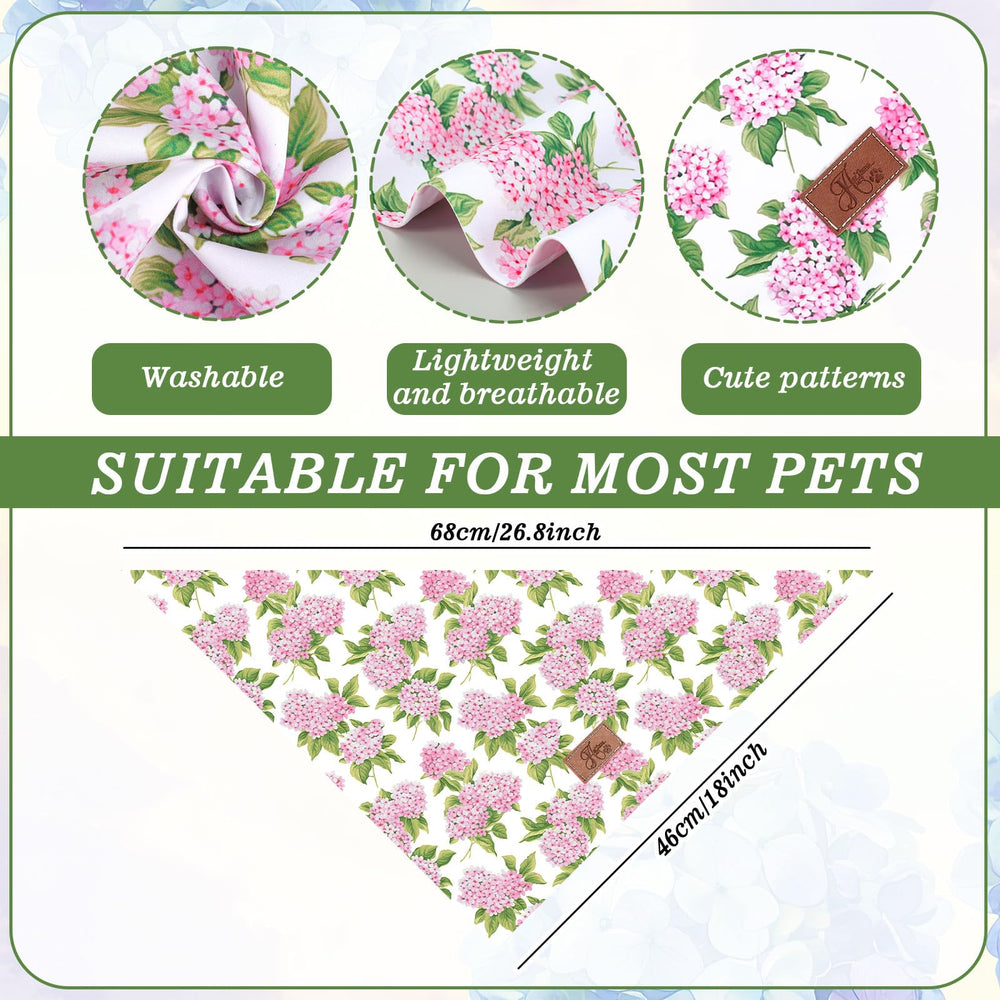 Bandana chien JarThenaAMCS motif fleurs et carreaux rose bleu, style polyvalent.