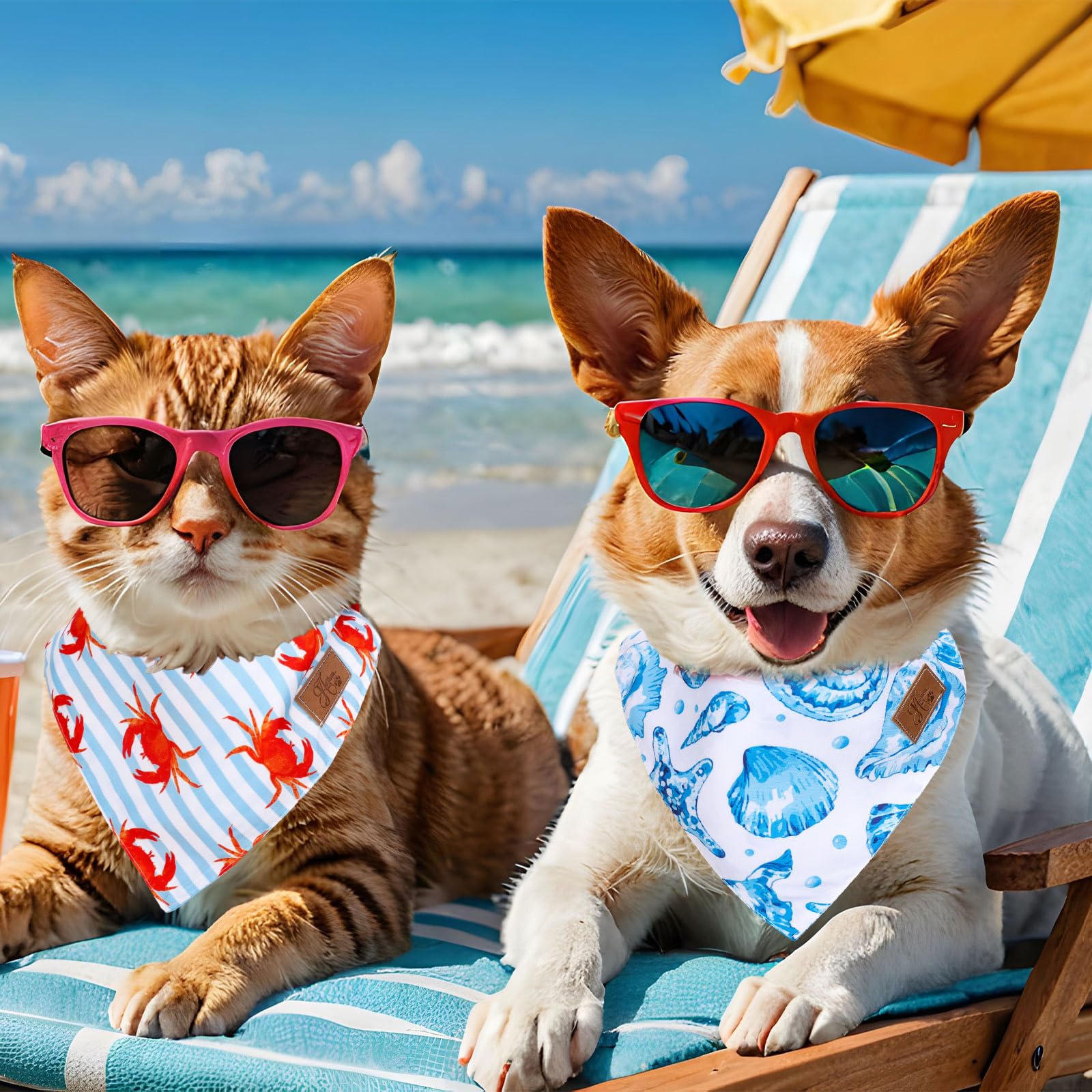 Accessoire décor plage pour photos, bandana marin polyvalent.